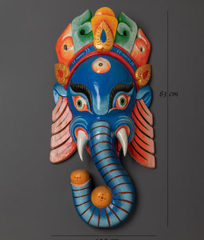 Hand Carved Ganesha Wall Hanging | Hindu Wooden Decor for Temple or Home Altar
