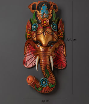 Handmade Ganesha Wall Hanging | Sacred Elephant Mask for Home or Altar