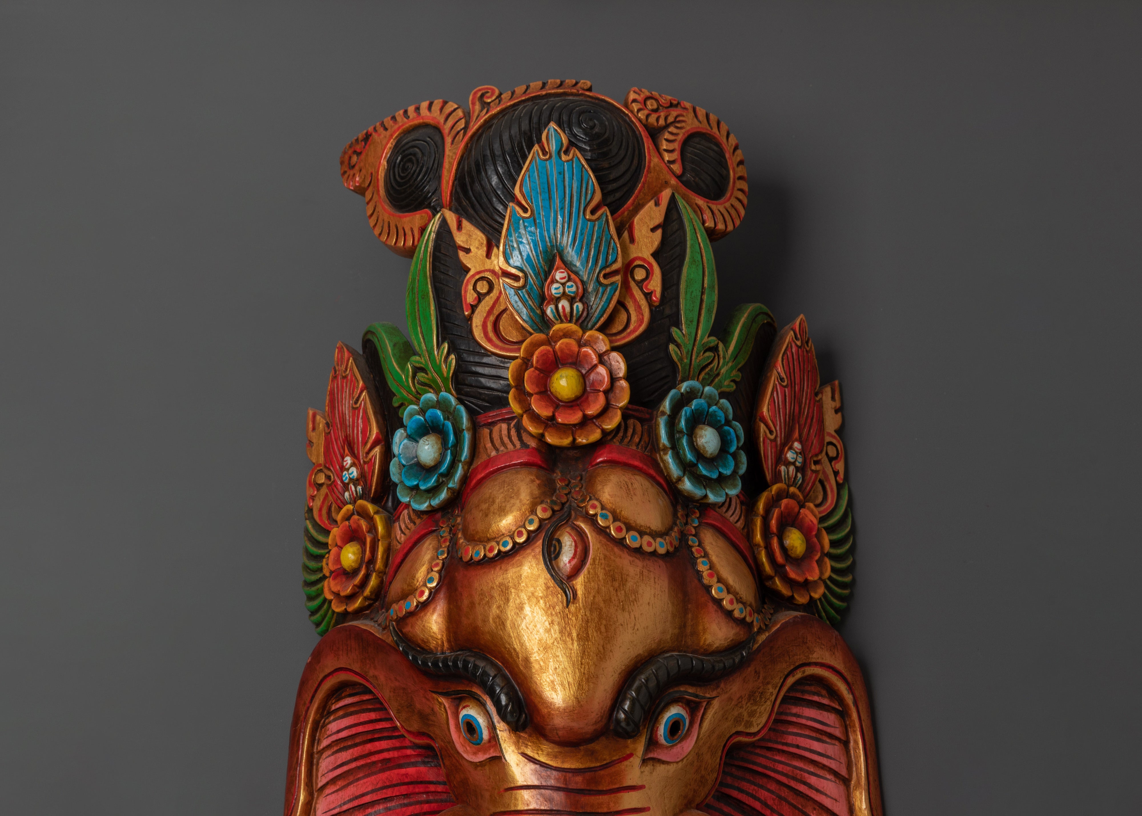 Handmade Ganesha Wall Hanging | Sacred Elephant Mask for Home or Altar