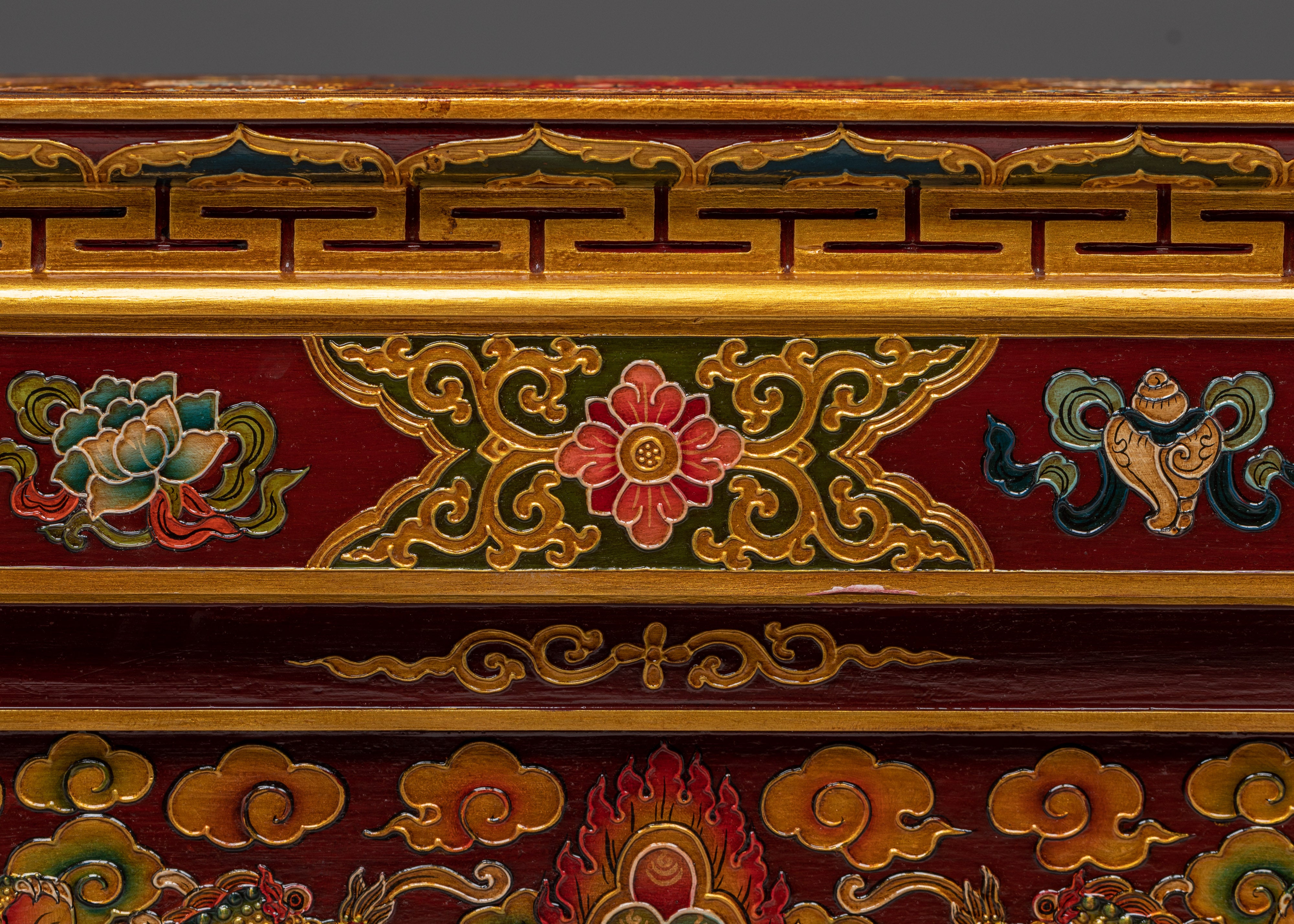 Hand Painted Tibetan Folding Table | Altar Table for Meditation or Temple