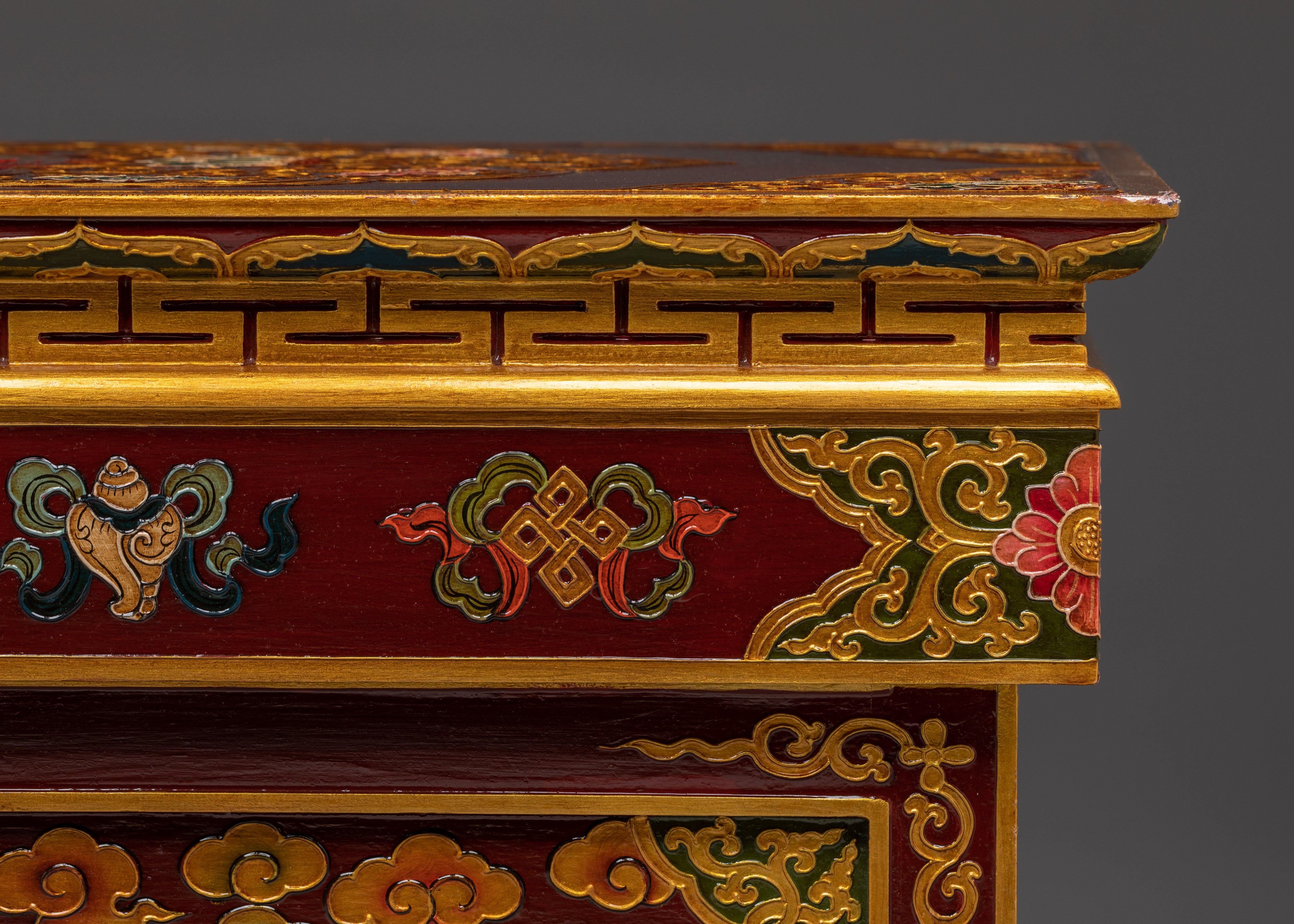 Hand Painted Tibetan Folding Table | Altar Table for Meditation or Temple