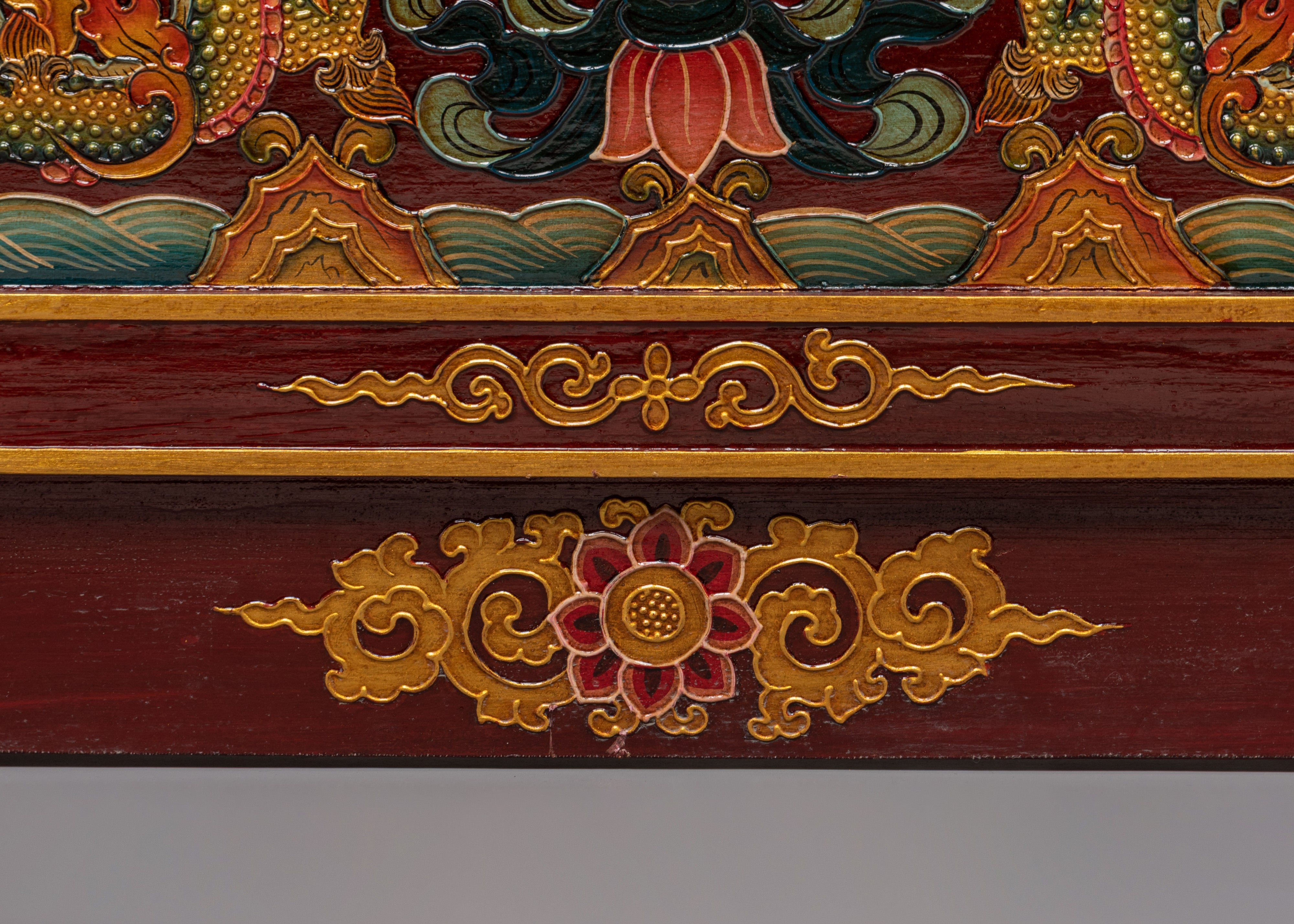 Hand Painted Tibetan Folding Table | Altar Table for Meditation or Temple