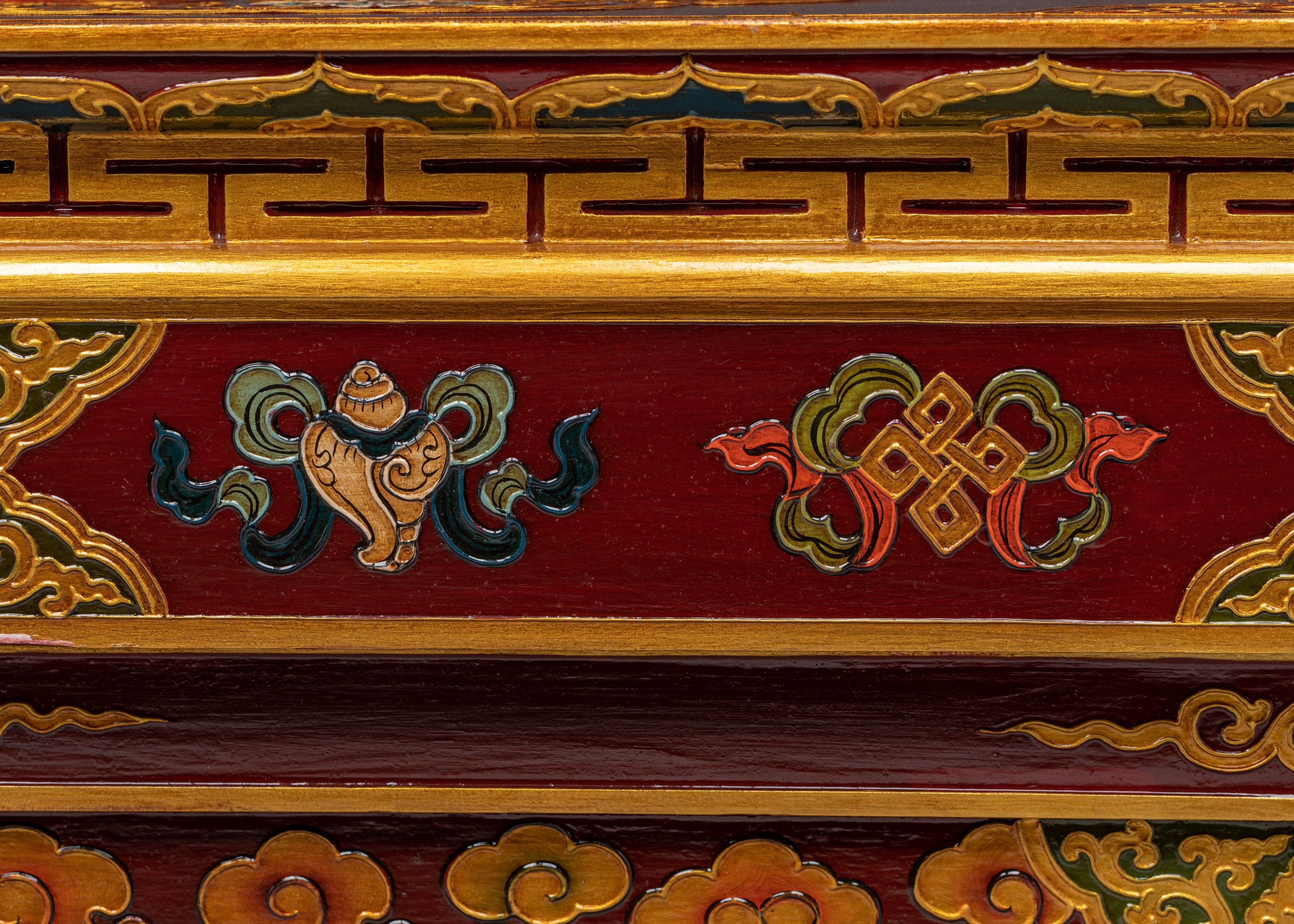 Hand Painted Tibetan Folding Table | Altar Table for Meditation or Temple