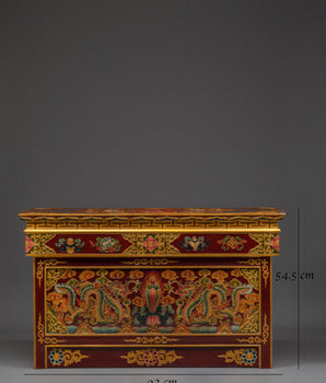 Hand Painted Tibetan Folding Table | Altar Table for Meditation or Temple