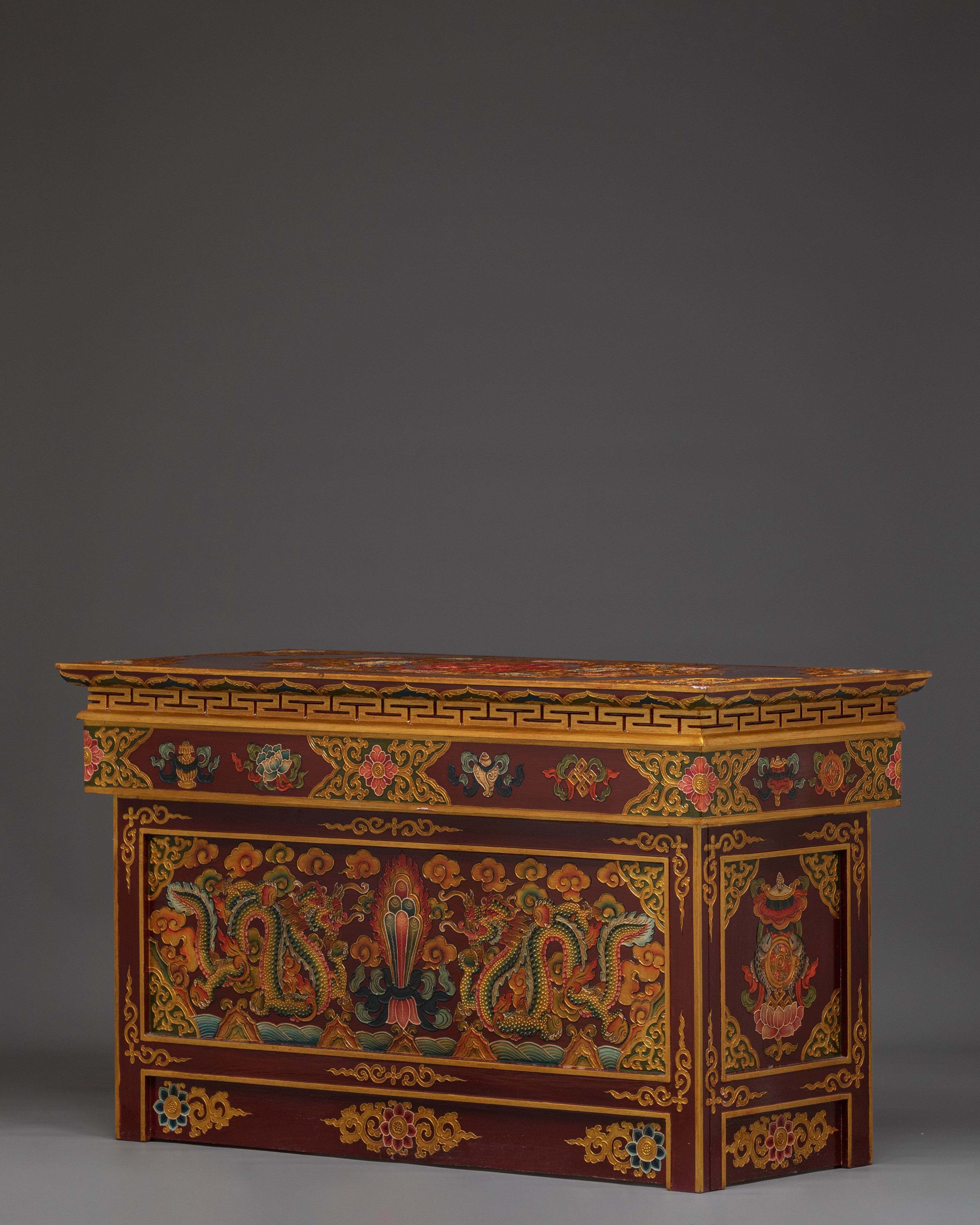 Hand Painted Tibetan Folding Table | Altar Table for Meditation or Temple