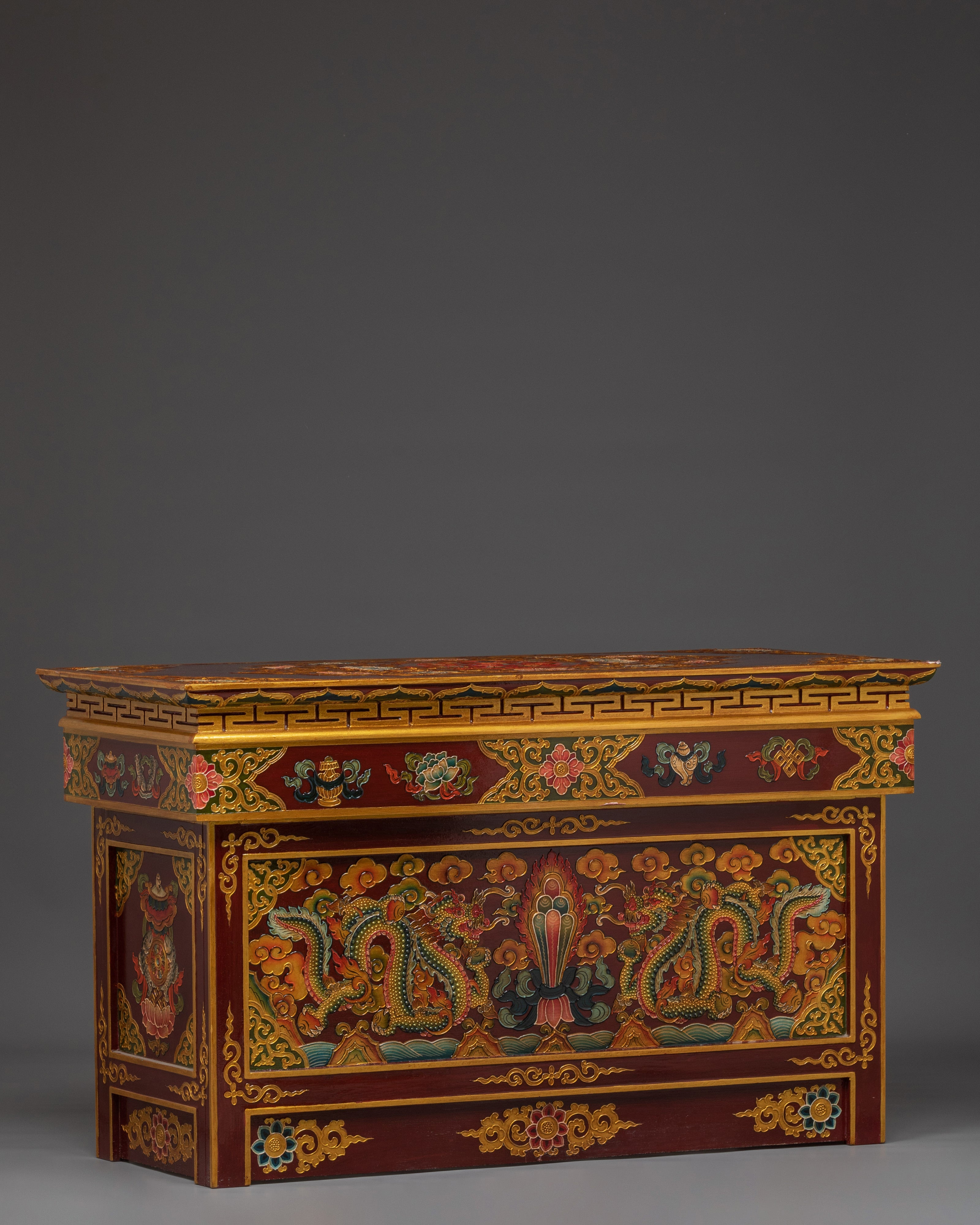 Hand Painted Tibetan Folding Table | Altar Table for Meditation or Temple