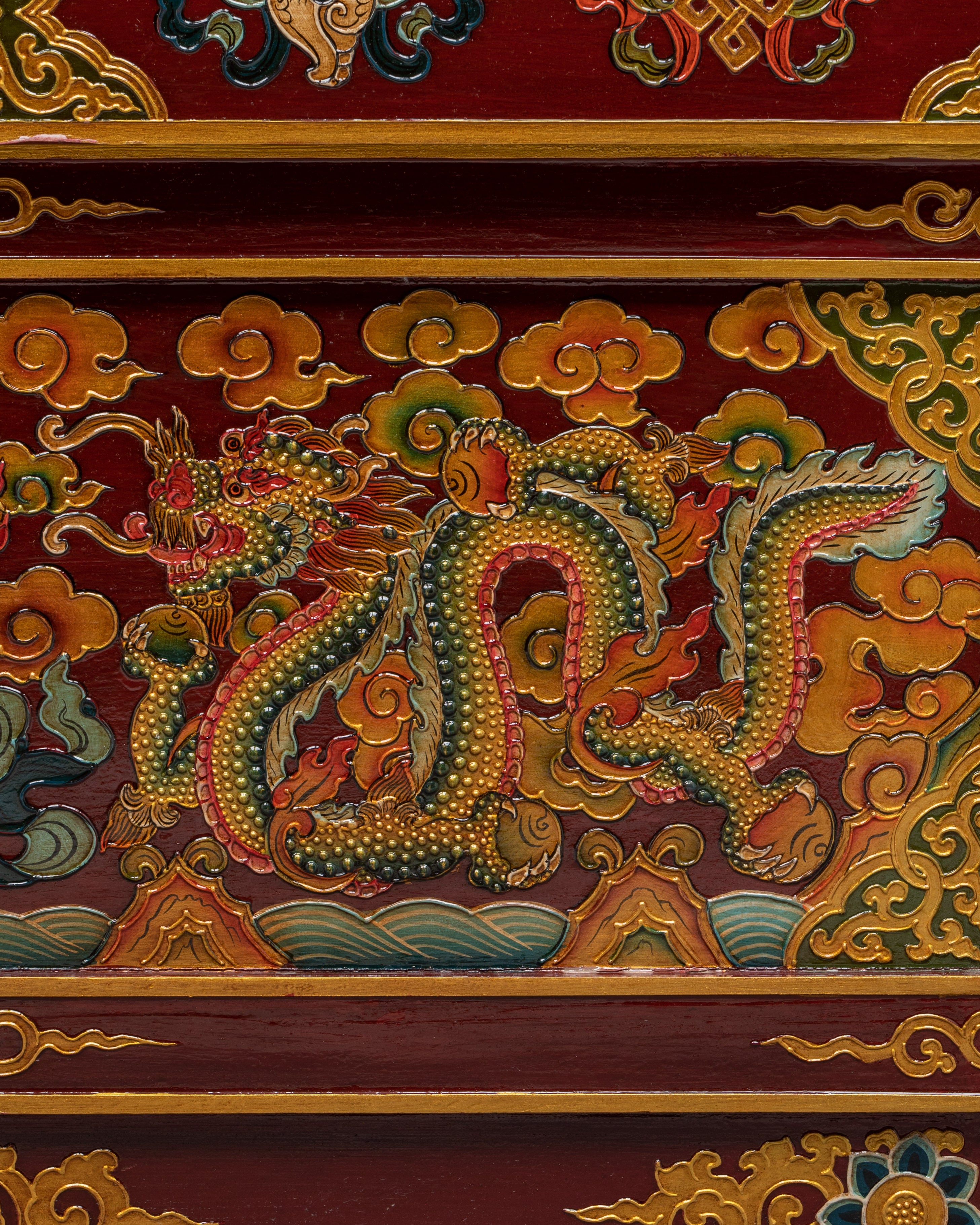 Hand Painted Tibetan Folding Table | Altar Table for Meditation or Temple