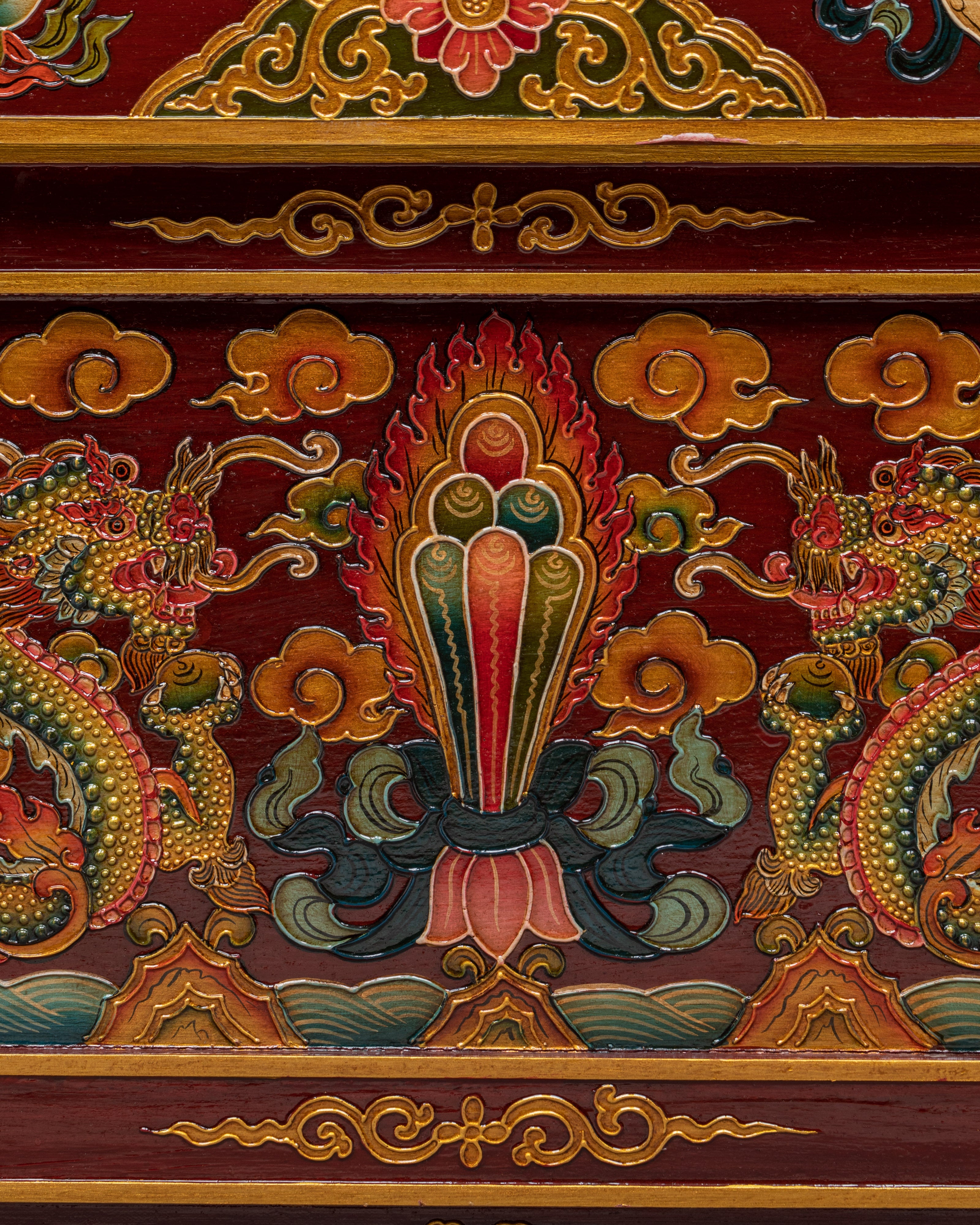 Hand Painted Tibetan Folding Table | Altar Table for Meditation or Temple