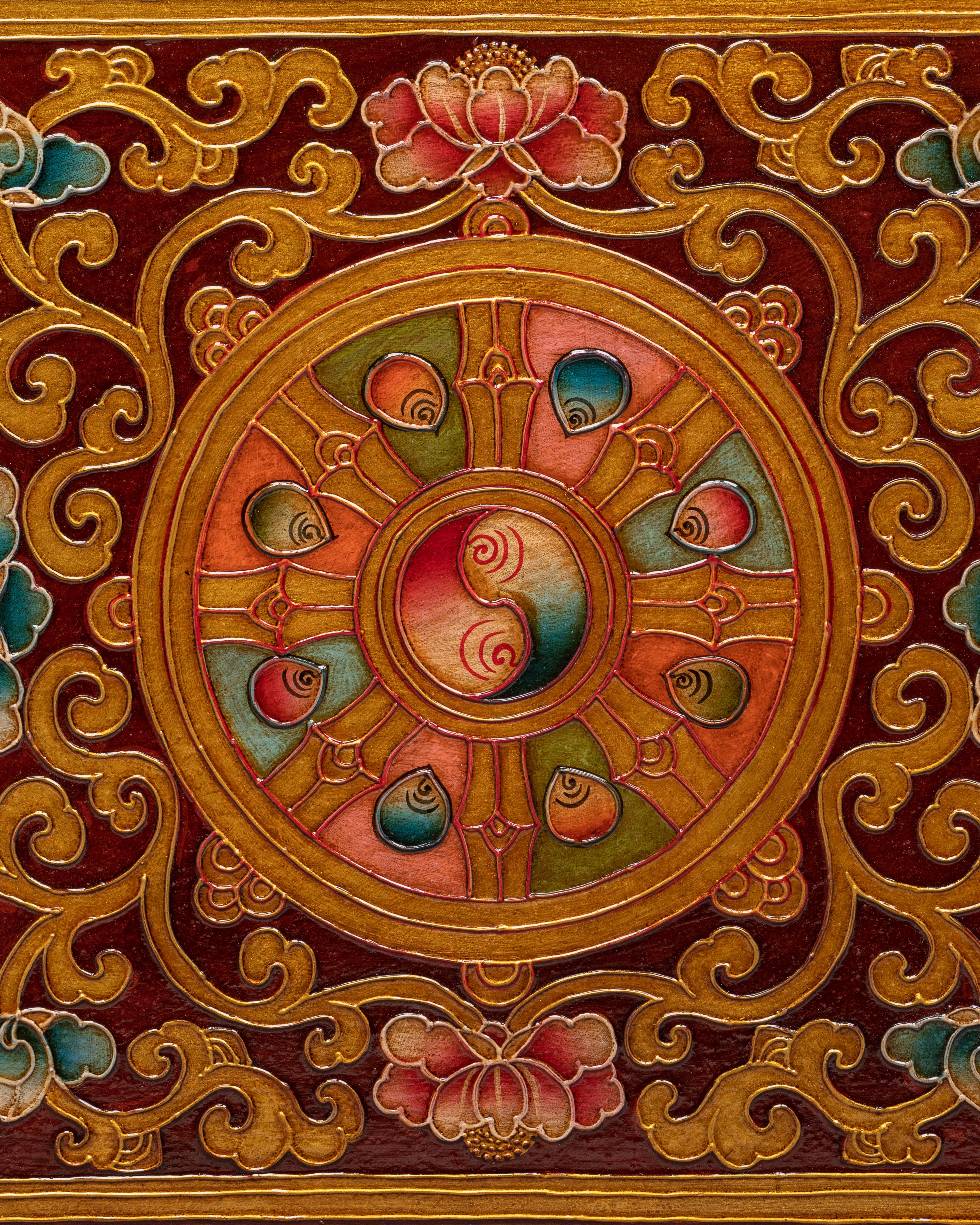 Hand Painted Tibetan Folding Table | Altar Table for Meditation or Temple