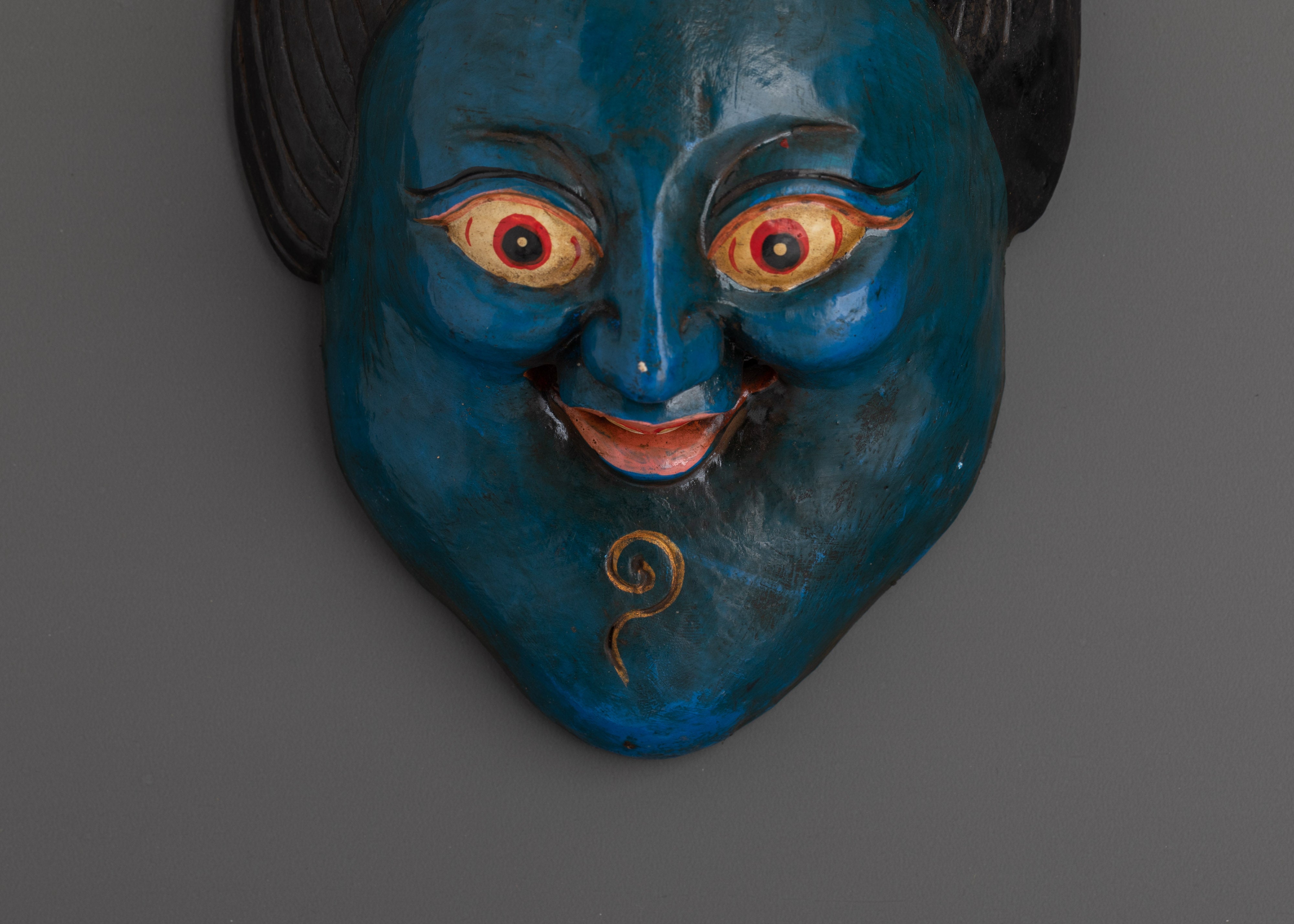 Folk Art Wooden Mask | Handcrafted Painted Wood Wall Decor