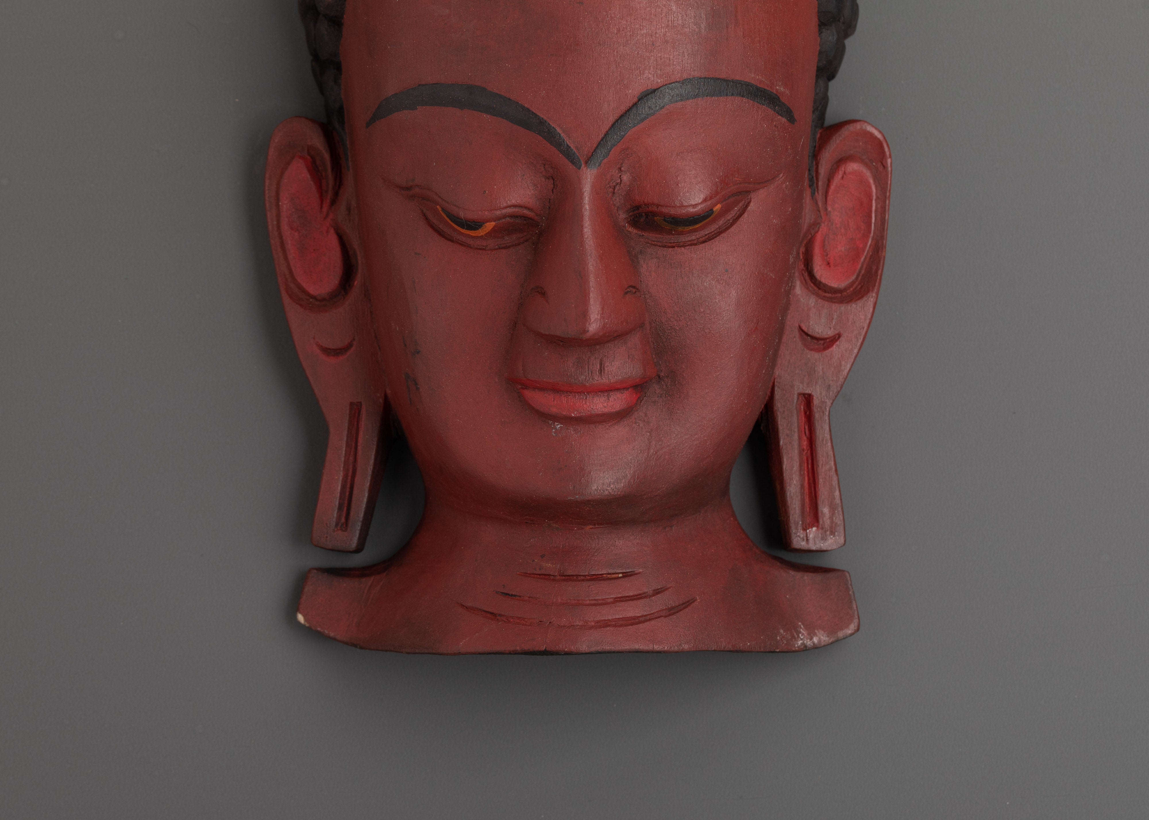 Handmade Buddha Wooden Mask | Handcrafted Buddhist Wall Decor