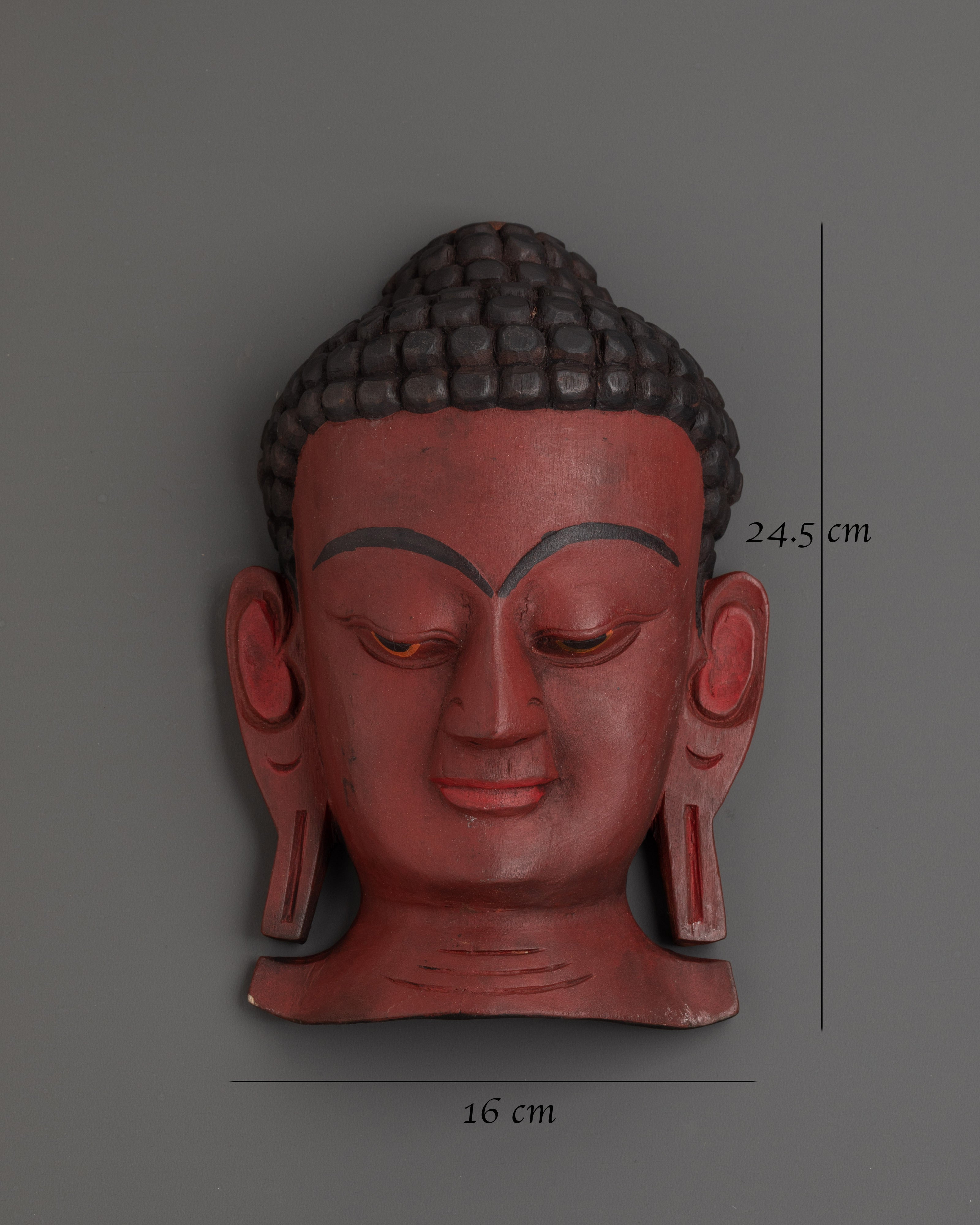 Handmade Buddha Wooden Mask | Handcrafted Buddhist Wall Decor