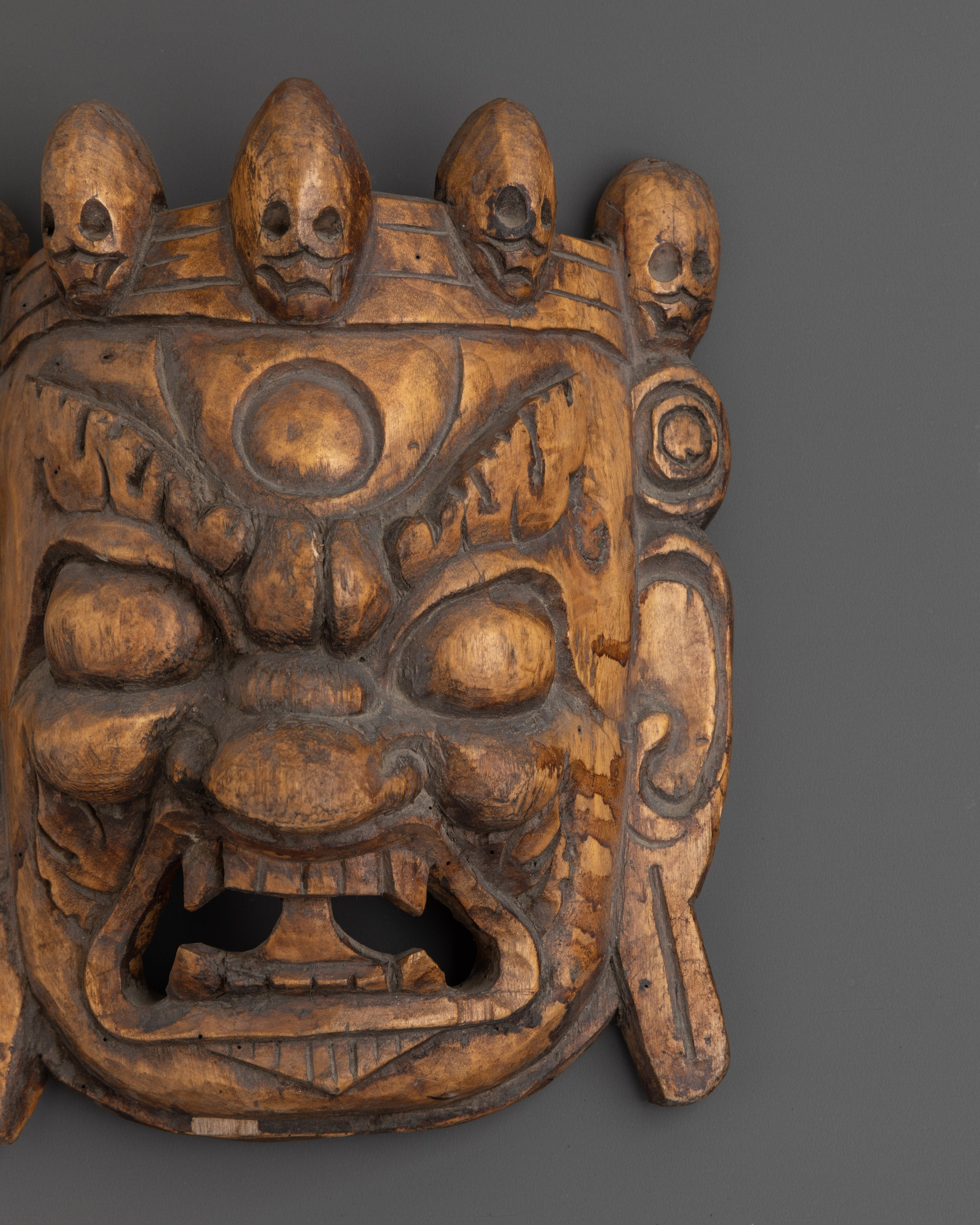 Sacred Wall Hanging |  Tibetan Wooden Mask for Spiritual Decor