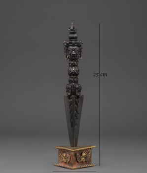 Tibetan Phurba Dagger with Stand | Handmade Ritual Dagger for Altar Use