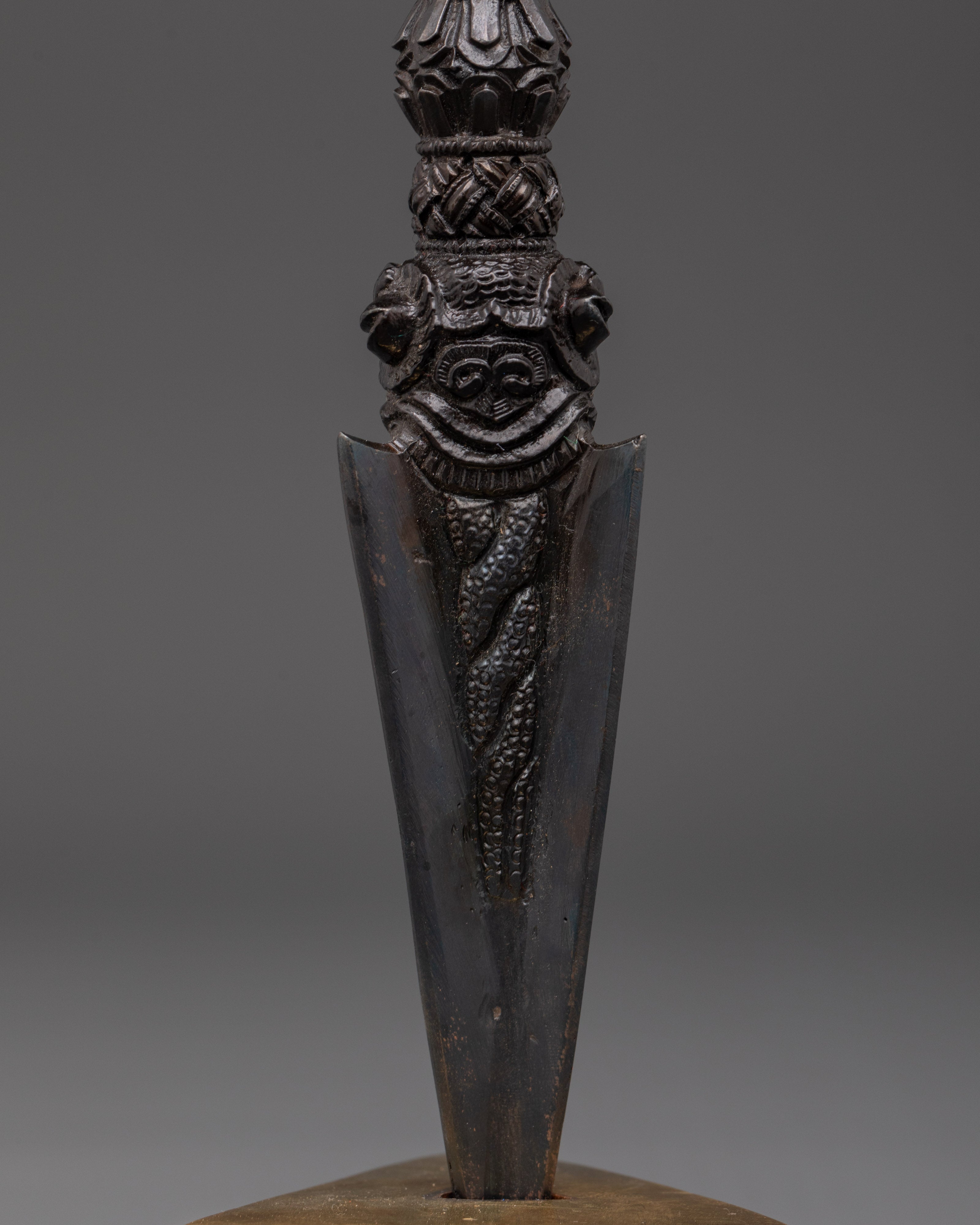 Tibetan Phurba Dagger with Stand | Handmade Ritual Dagger for Altar Use