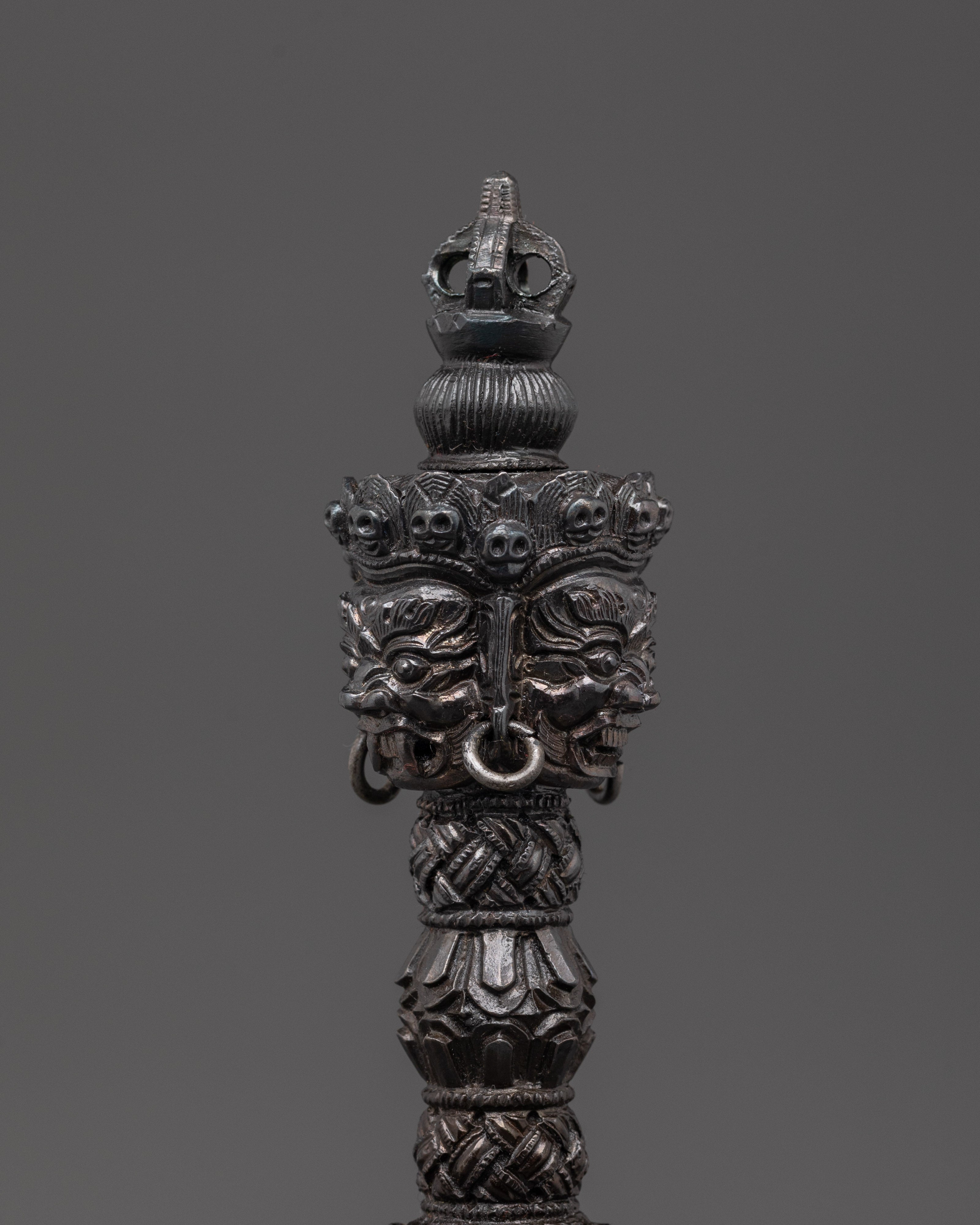 Tibetan Phurba Dagger with Stand | Handmade Ritual Dagger for Altar Use