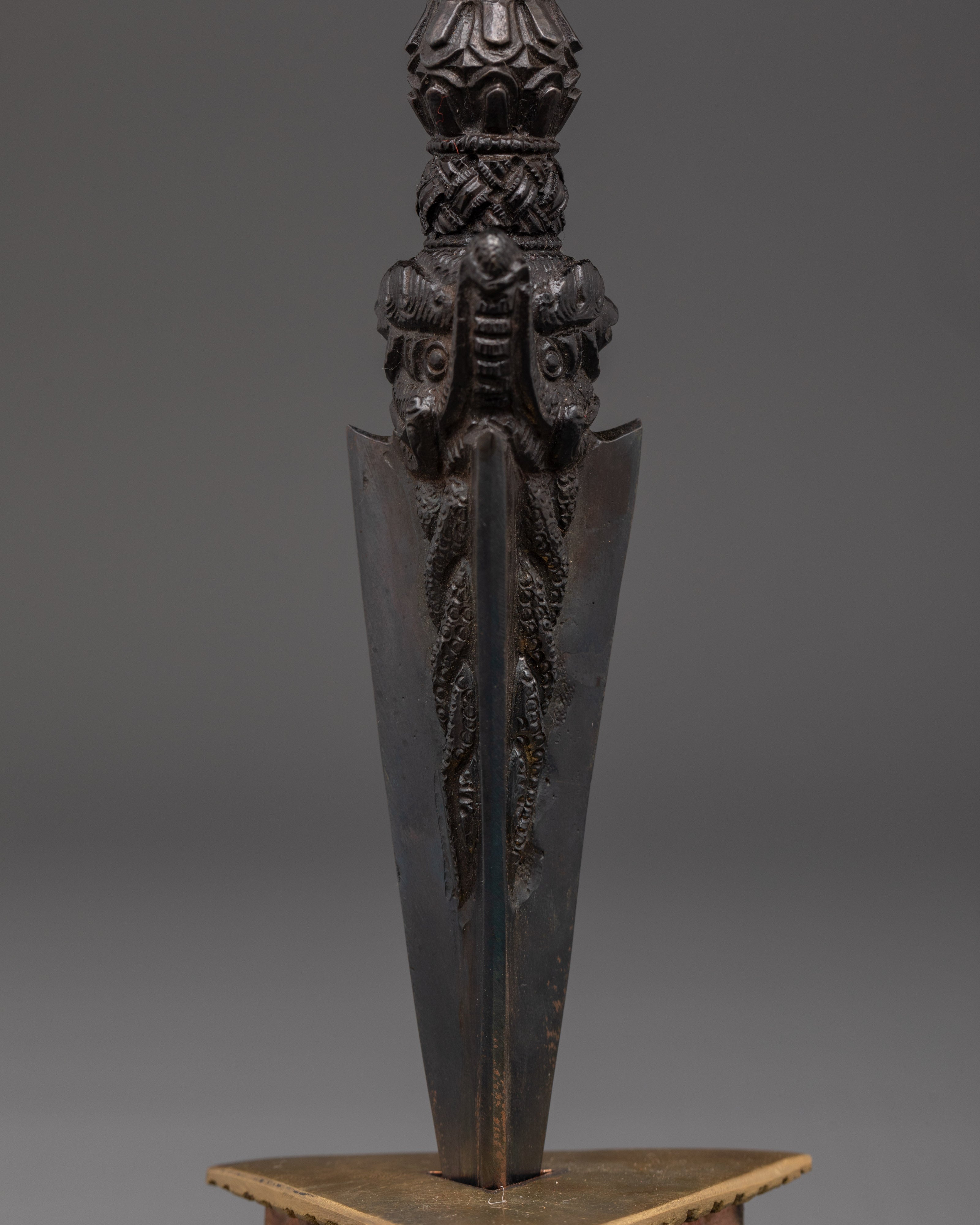 Tibetan Phurba Dagger with Stand | Handmade Ritual Dagger for Altar Use