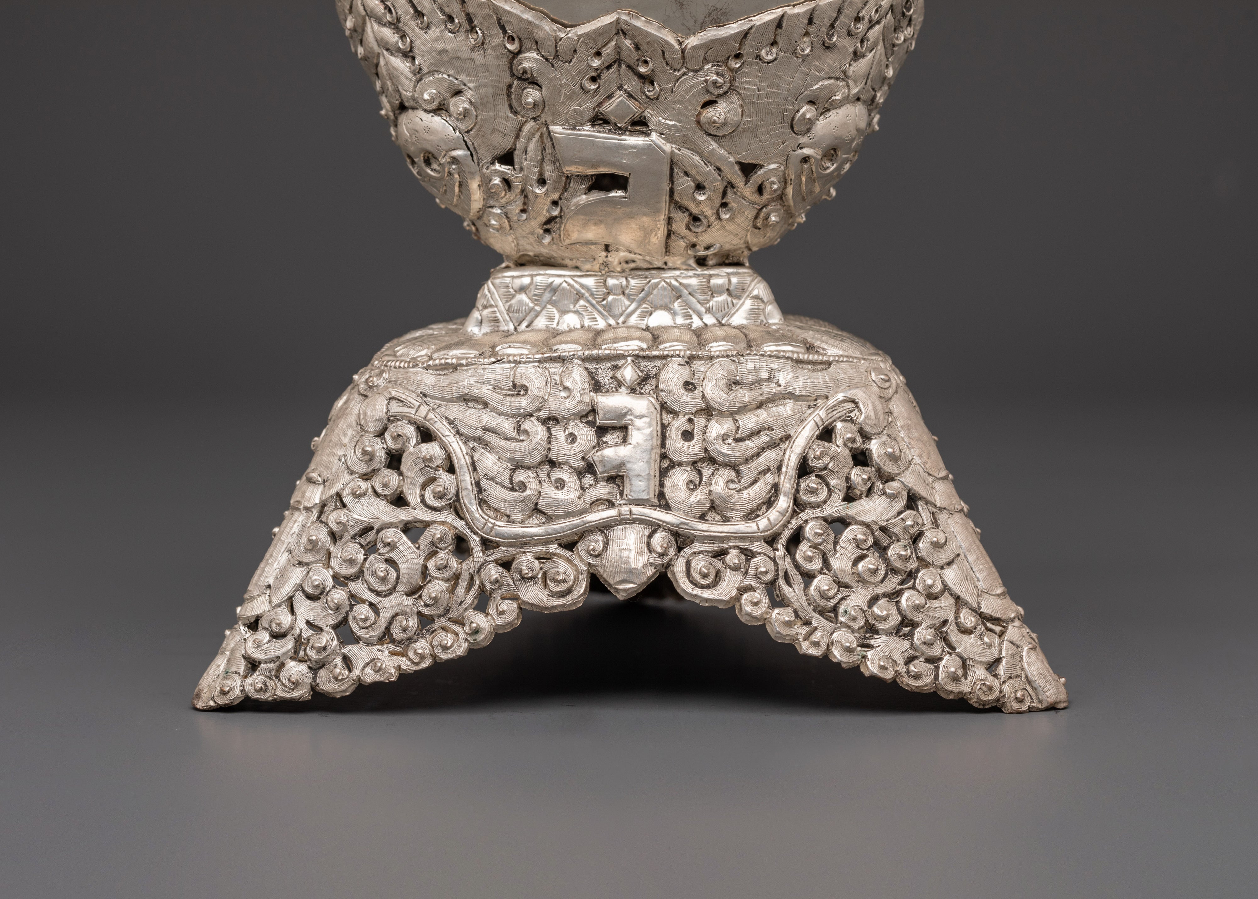 Traditional Silver Plated Kapala | Tibetan Ritual Skull Cup for Spiritual Ceremonies