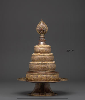 Himalayan Mandala Offering Set | Tibetan Copper Ritual Piece with Coral Inlay