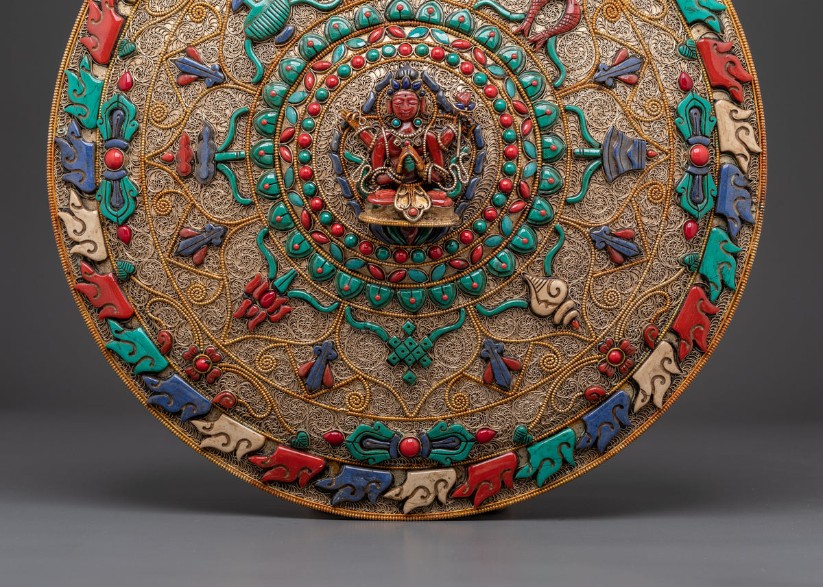 Handmade Chenrezig Buddhist Wall Hanging | Sacred Copper Wall Art