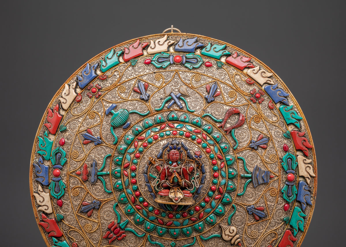 Handmade Chenrezig Buddhist Wall Hanging | Sacred Copper Wall Art