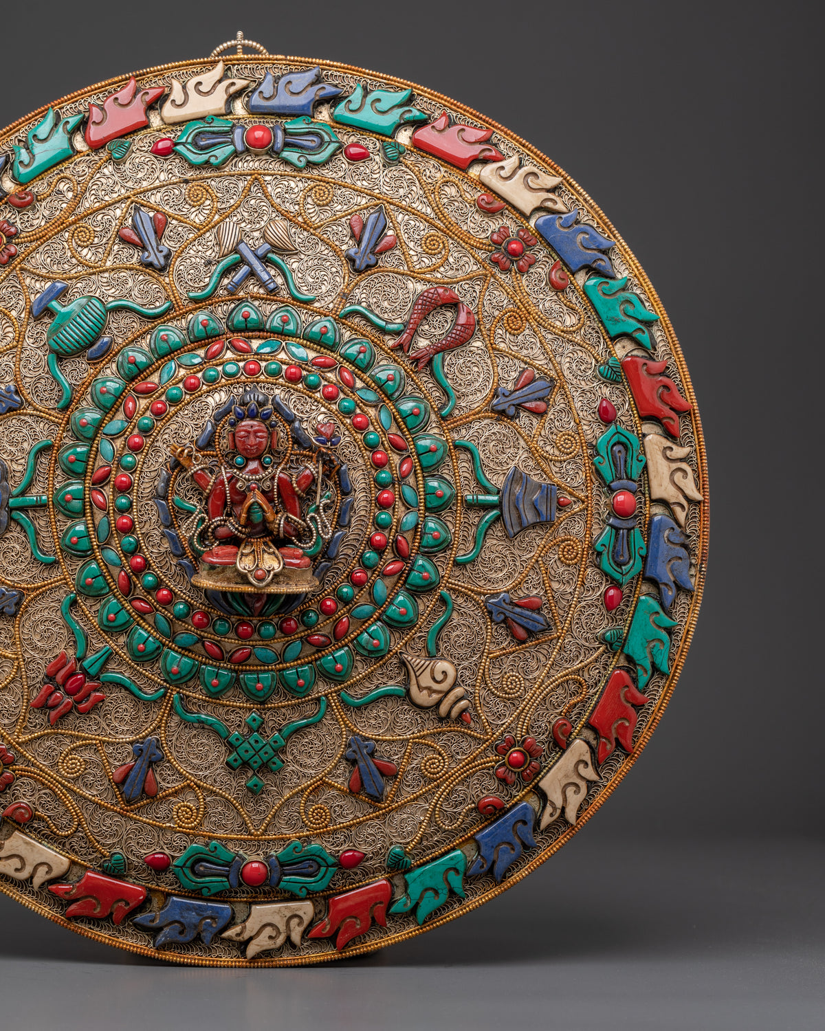 Handmade Chenrezig Buddhist Wall Hanging | Sacred Copper Wall Art