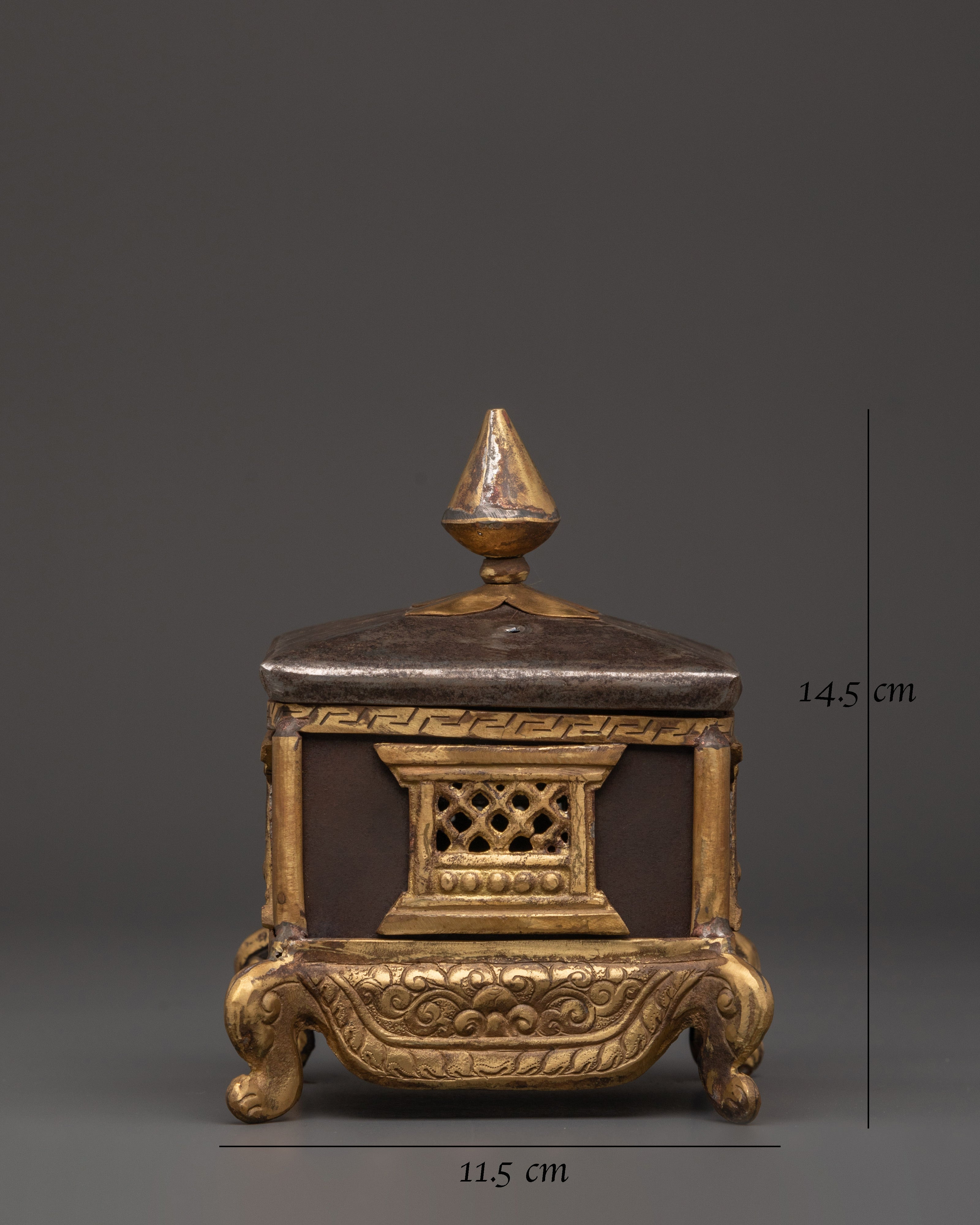 Handcrafted Tibetan Incense Burner | Ritual Censer with Lid for Buddhist Offering