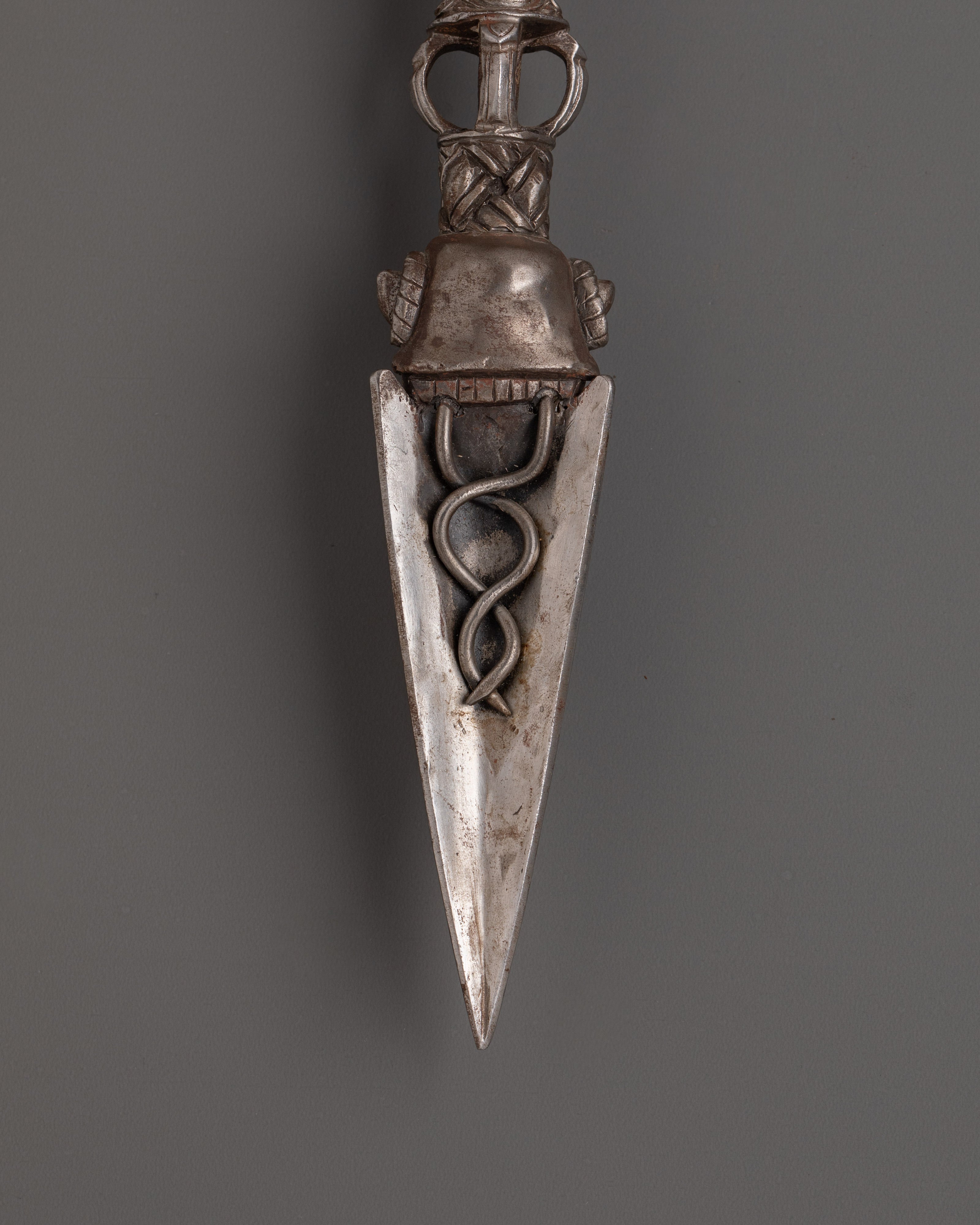Handcrafted Three-Faced Iron Phurba Dagger | Vajrakilaya Tantric Ritual Tool
