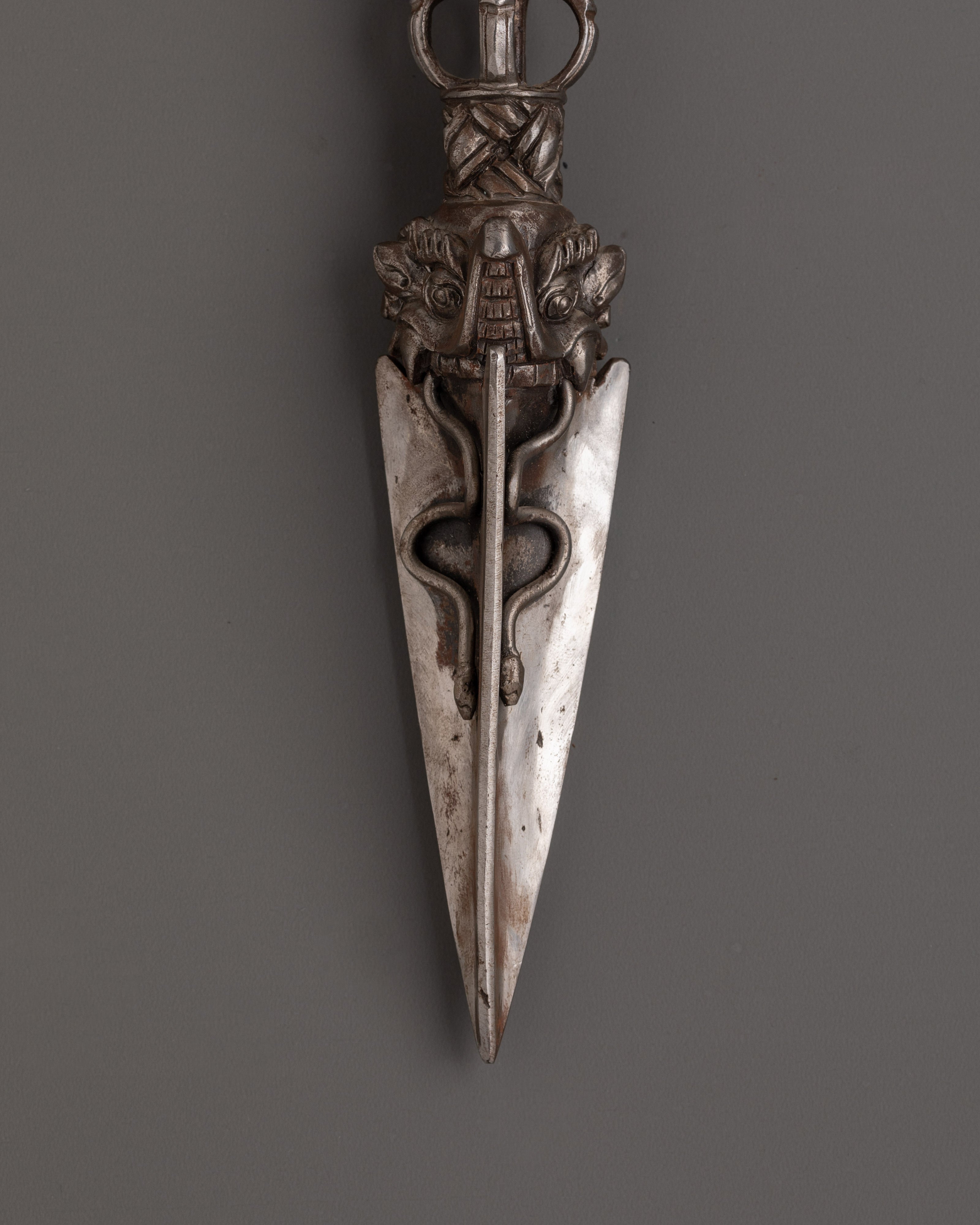 Handcrafted Three-Faced Iron Phurba Dagger | Vajrakilaya Tantric Ritual Tool
