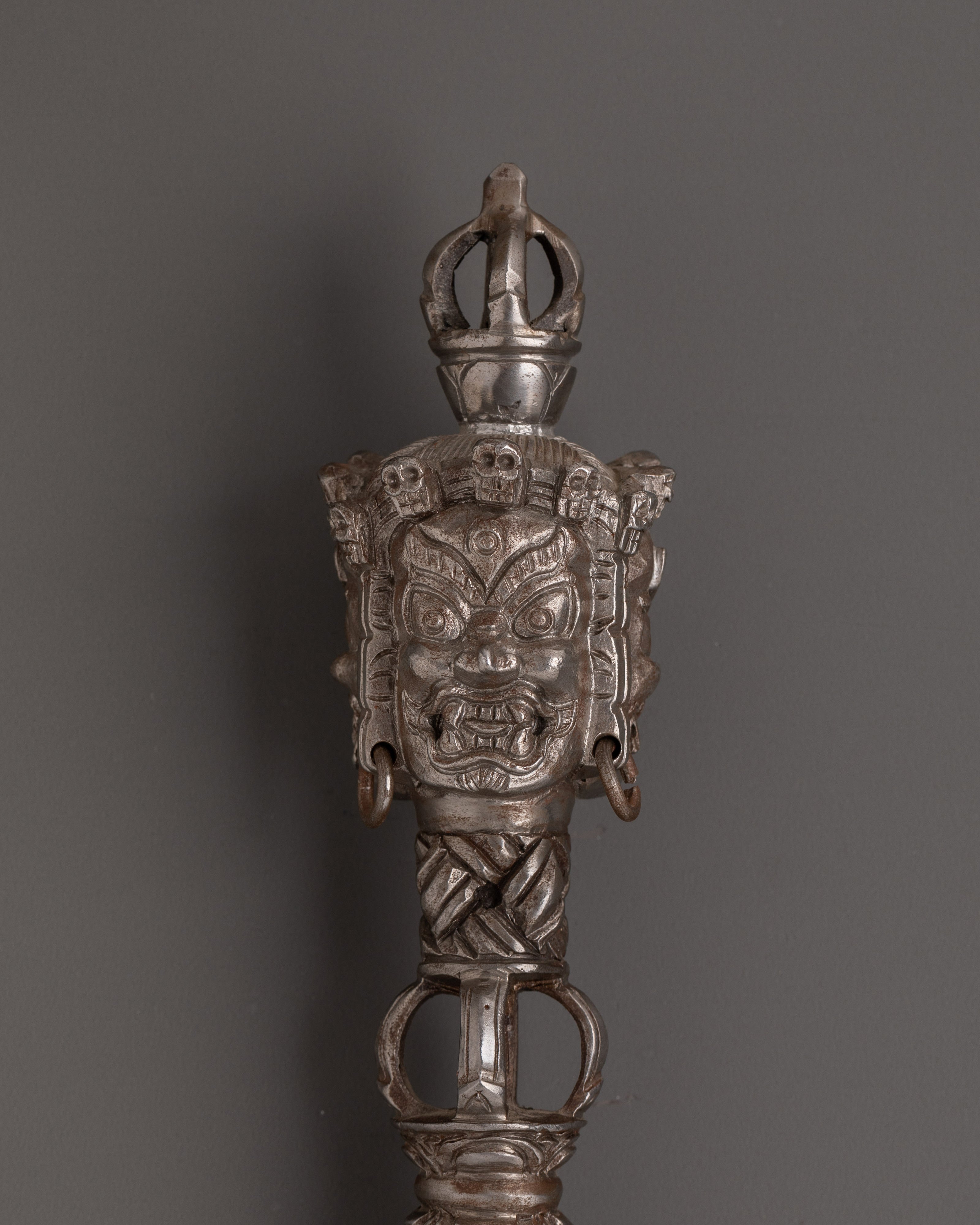 Handcrafted Three-Faced Iron Phurba Dagger | Vajrakilaya Tantric Ritual Tool