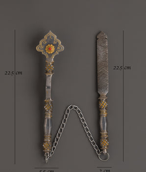 Richen Daru Vajrayana Ceremonial Set | Emblem and Flat Daru in Iron and Brass