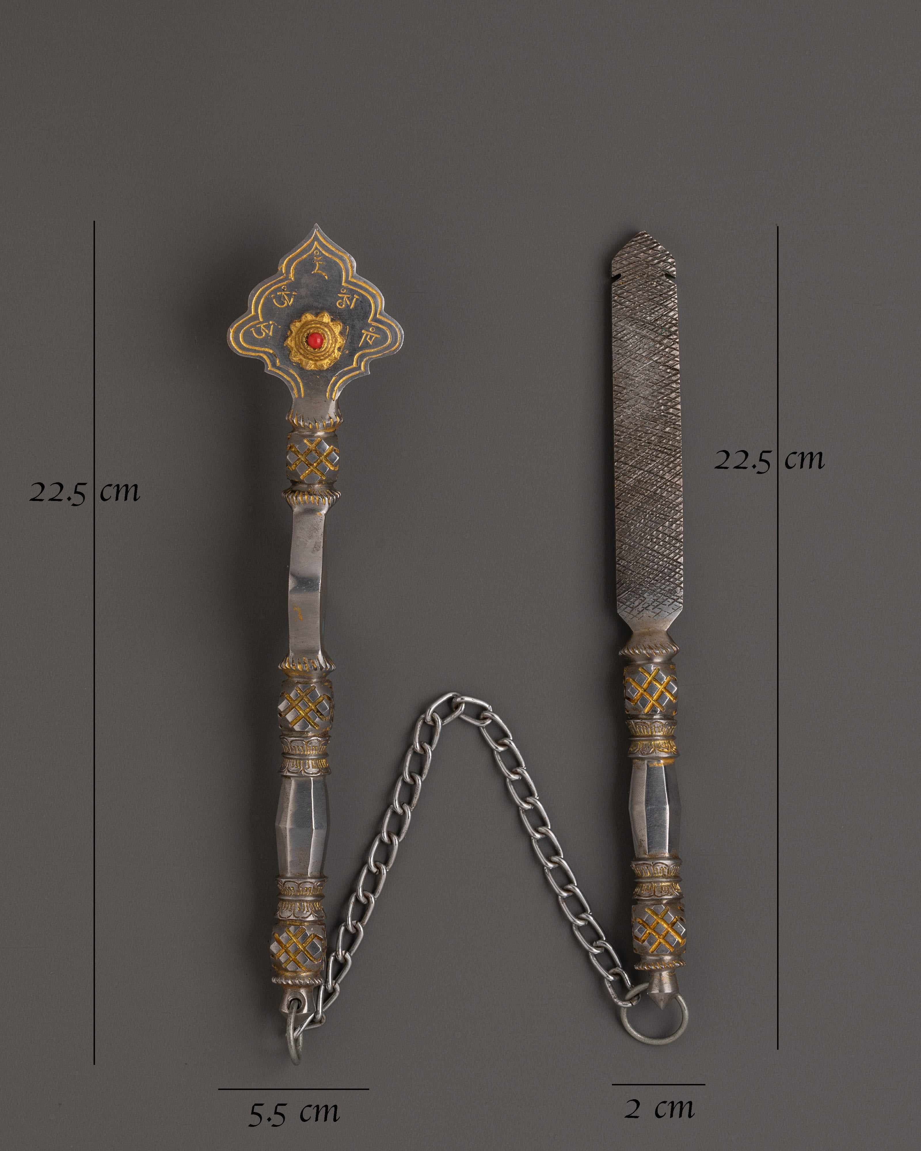 Richen Daru Vajrayana Ceremonial Set | Emblem and Flat Daru in Iron and Brass