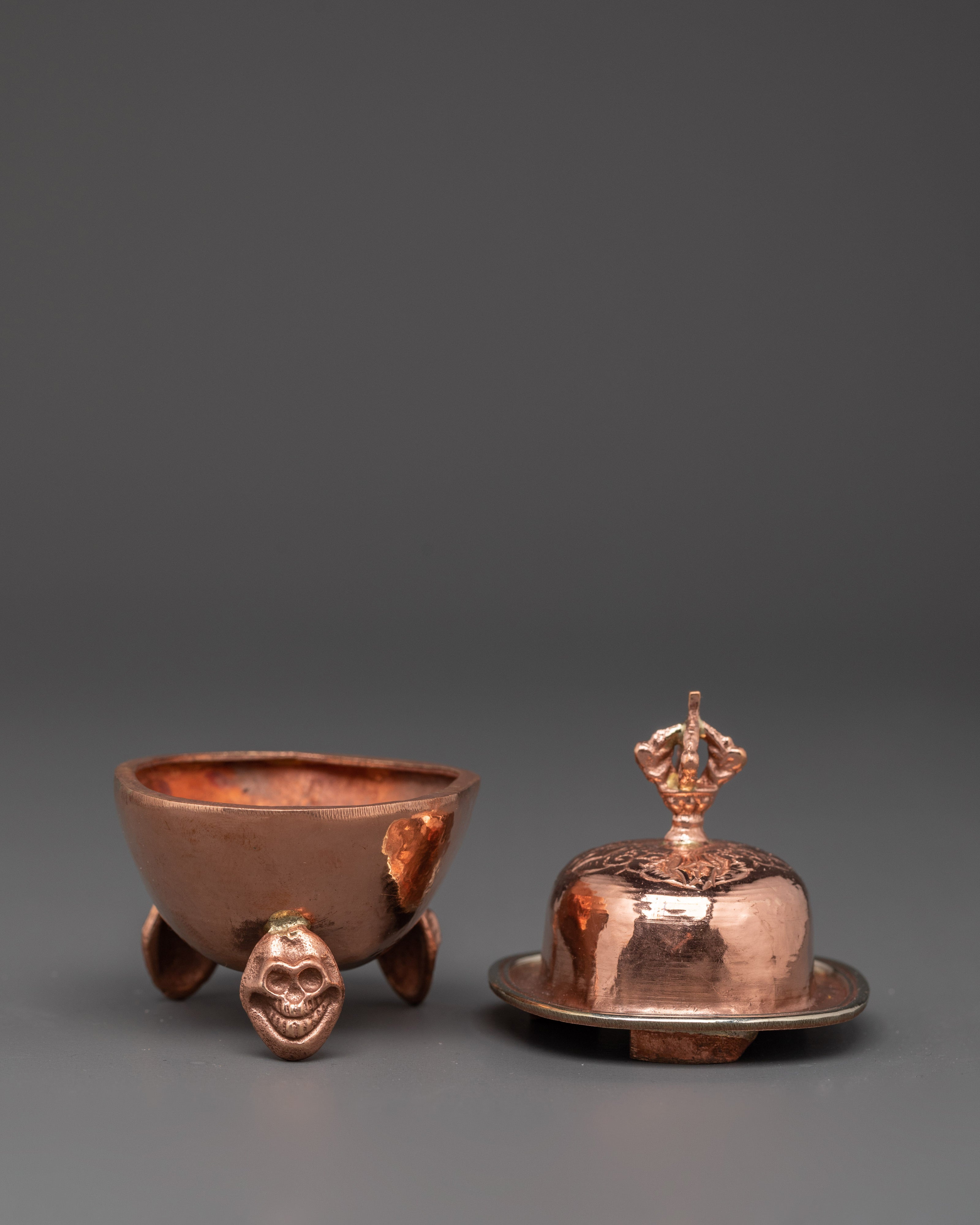 Handmade Ritual Kapala | Traditional Copper Buddhist Offering Vessel