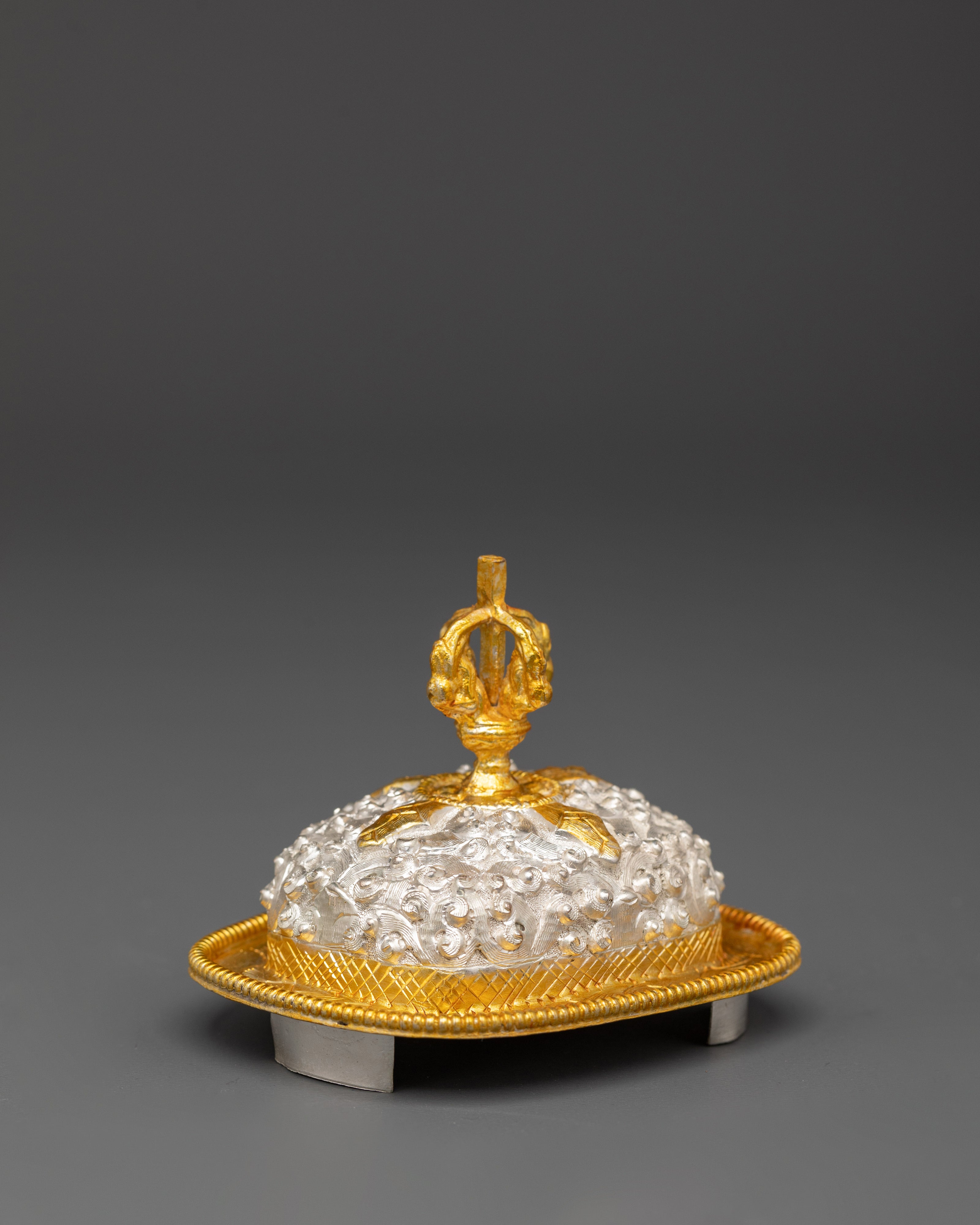 Traditional Ceremonial Kapala | Gold and Silver Plated Tibetan Ritual Vessel