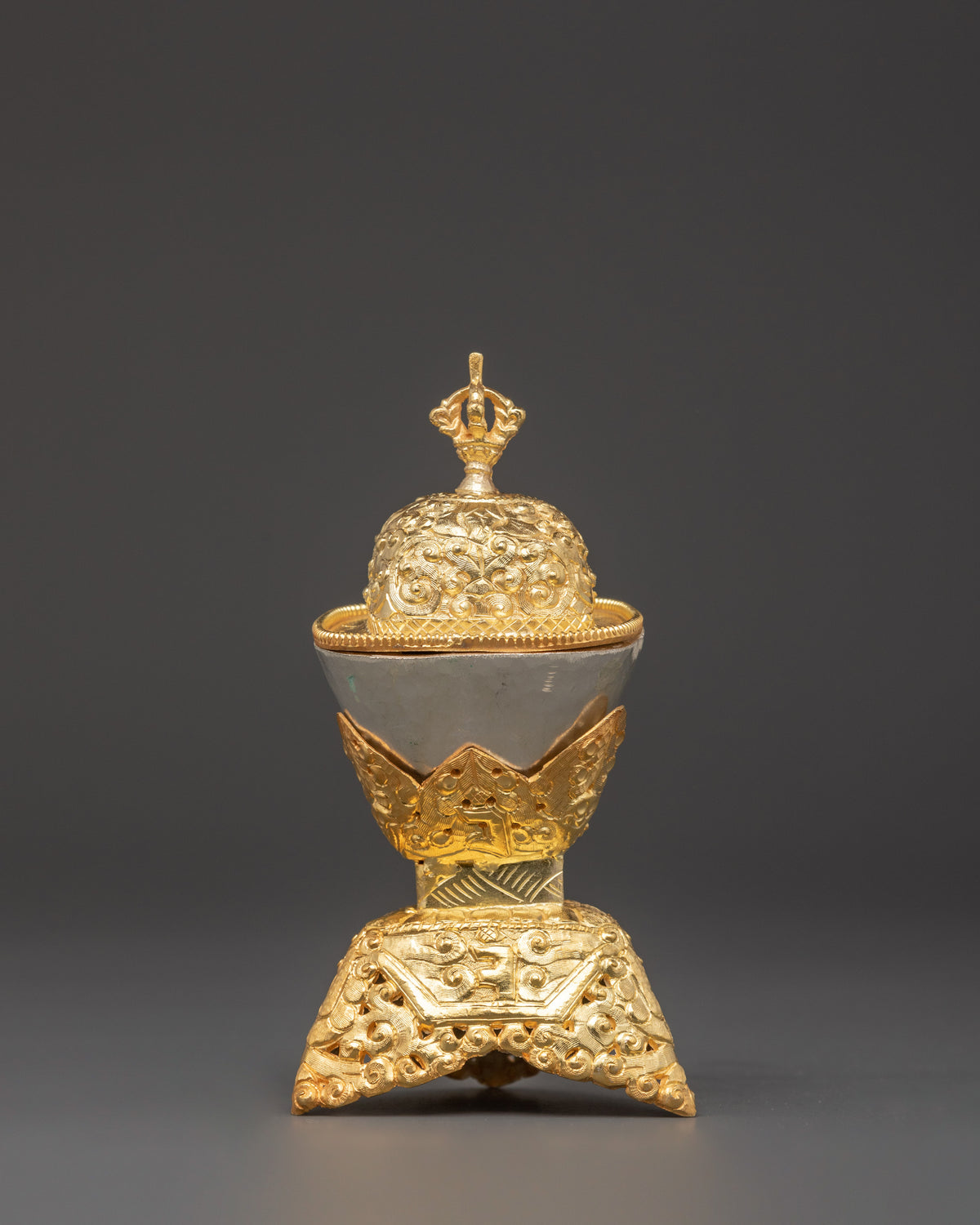 Electro Gold-Plated Kapala Set for Tantric Buddhist Rituals | Traditional Art