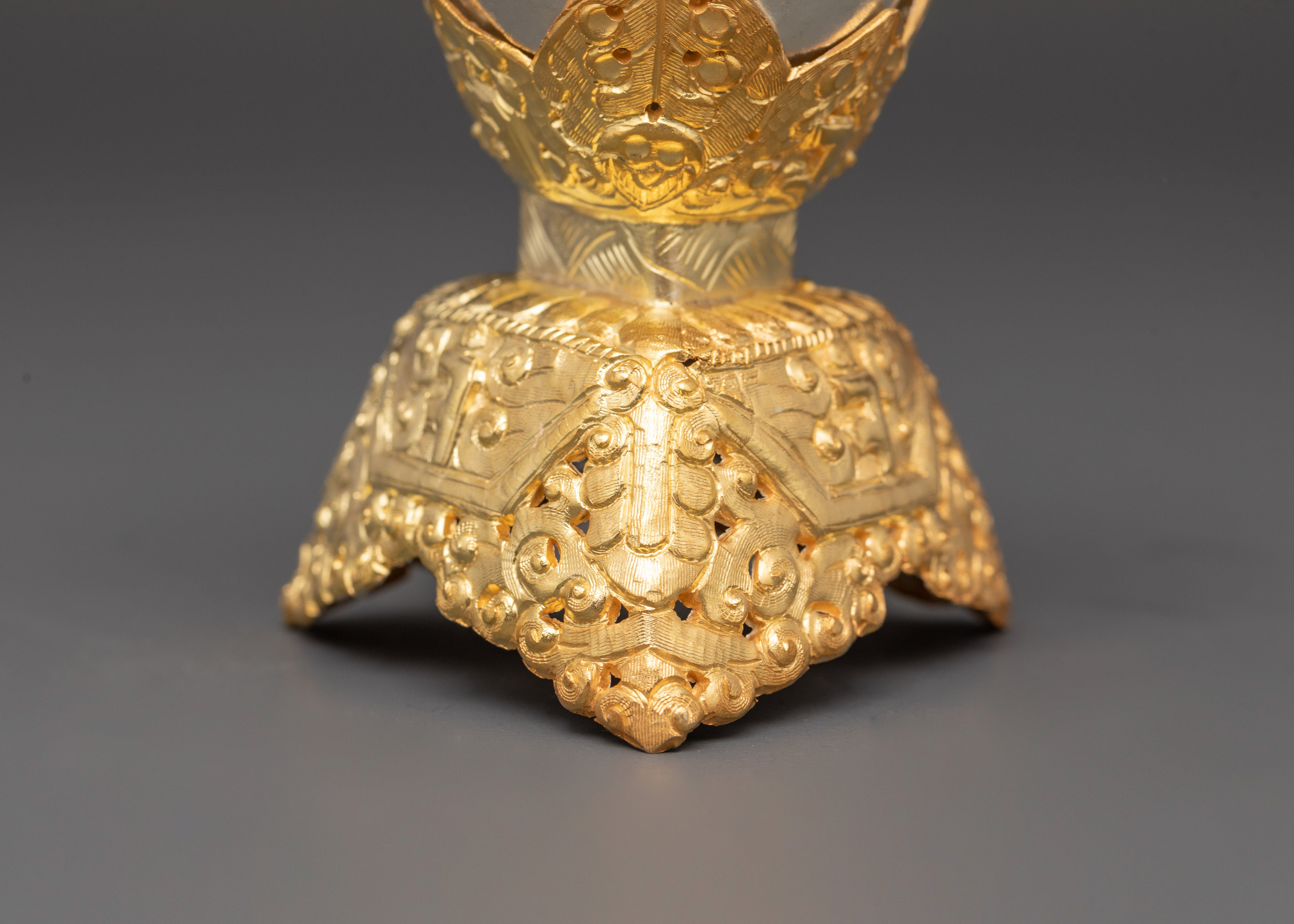 Electro Gold-Plated Kapala Set for Tantric Buddhist Rituals | Traditional Art