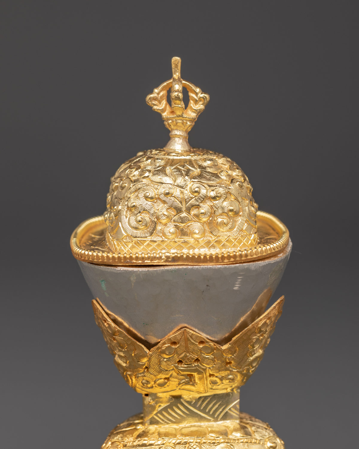 Electro Gold-Plated Kapala Set for Tantric Buddhist Rituals | Traditional Art