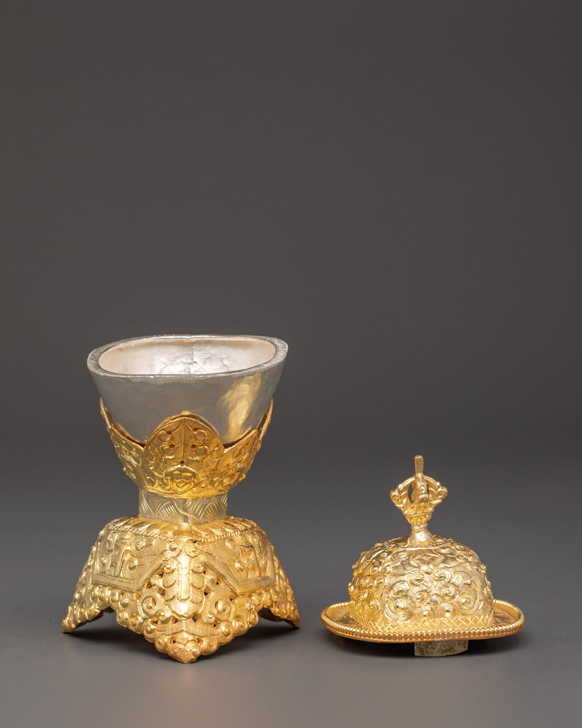 Electro Gold-Plated Kapala Set for Tantric Buddhist Rituals | Traditional Art