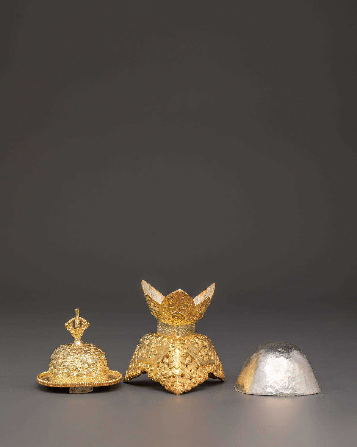 Electro Gold-Plated Kapala Set for Tantric Buddhist Rituals | Traditional Art