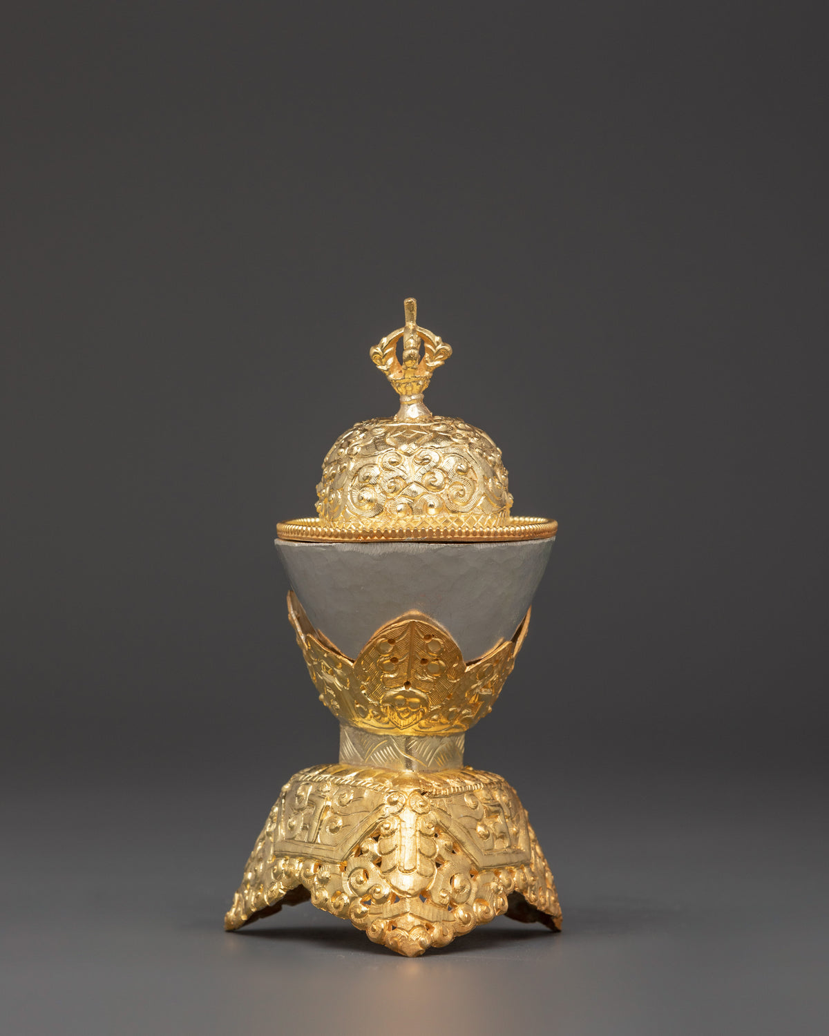 Electro Gold-Plated Kapala Set for Tantric Buddhist Rituals | Traditional Art