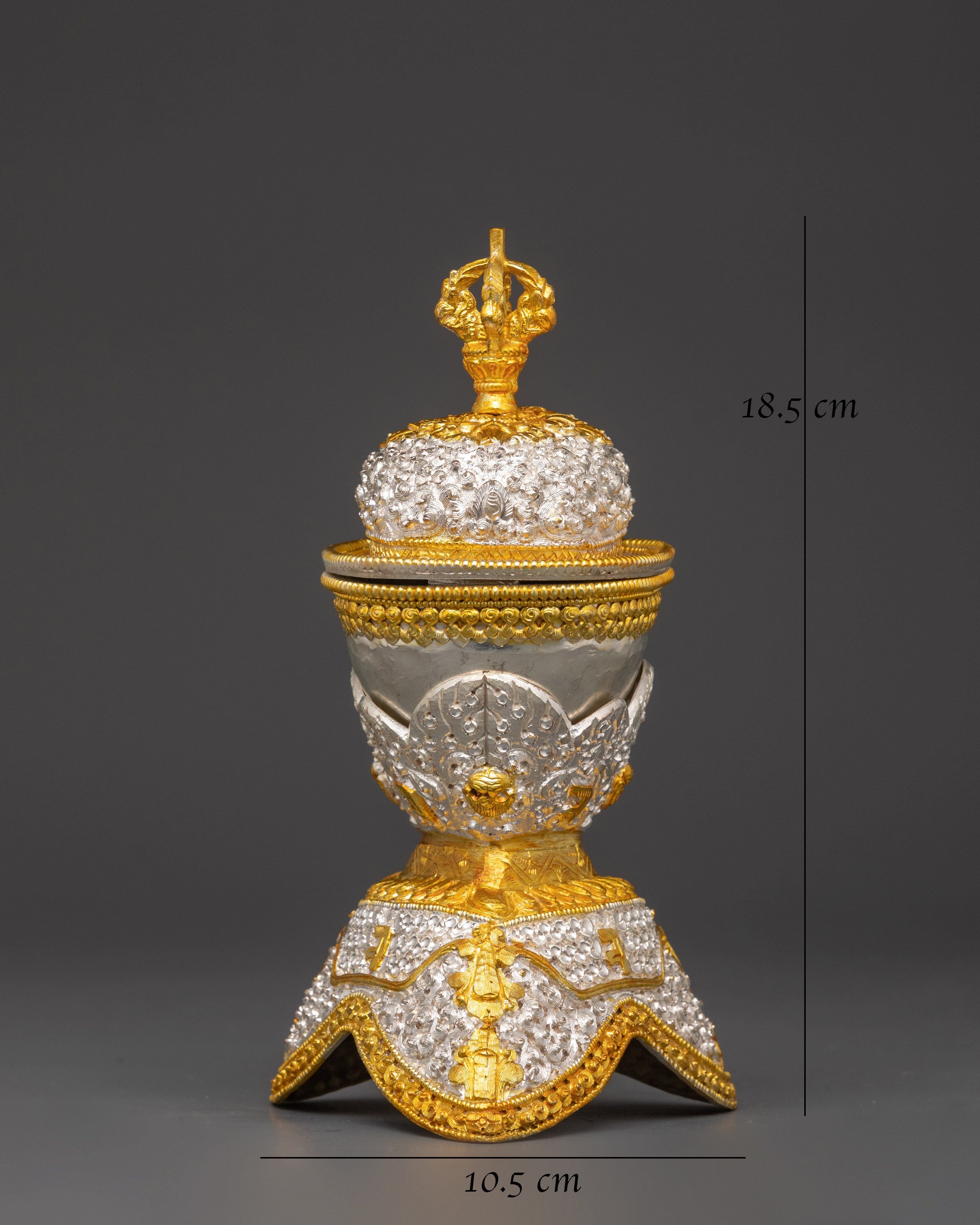 Handmade Tibetan Ritual Kapala Set | Skull Cup with Vajra Lid for Buddhist Offerings
