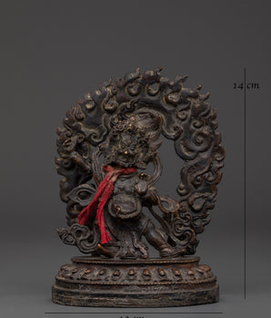 Handcrafted Tibetan Vajrapani Deity Statue | Copper Antique Finished Protector Deity