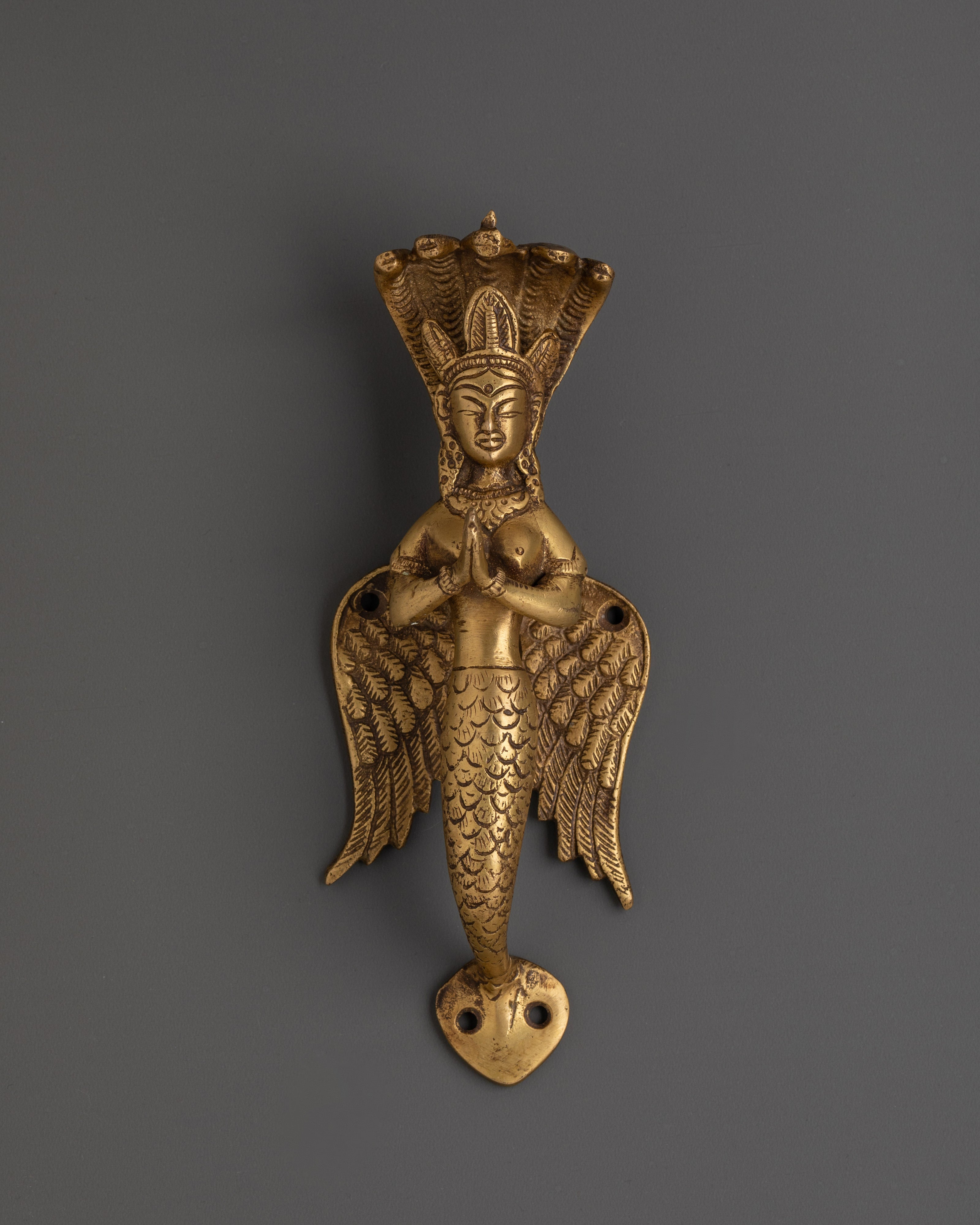 Brass Naga Kanya Door Handles | Serpent Goddess Door Pulls