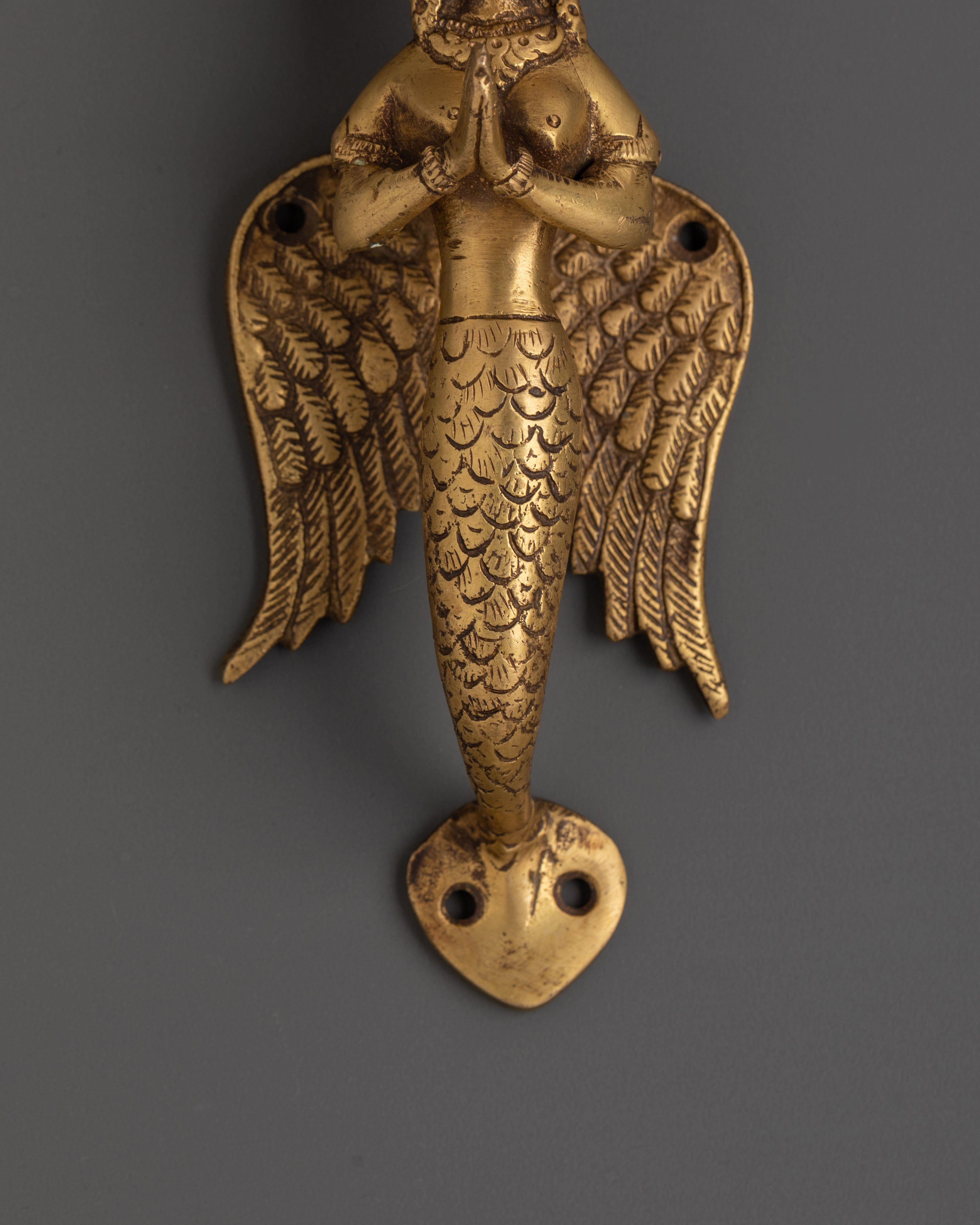 Brass Naga Kanya Door Handles | Serpent Goddess Door Pulls