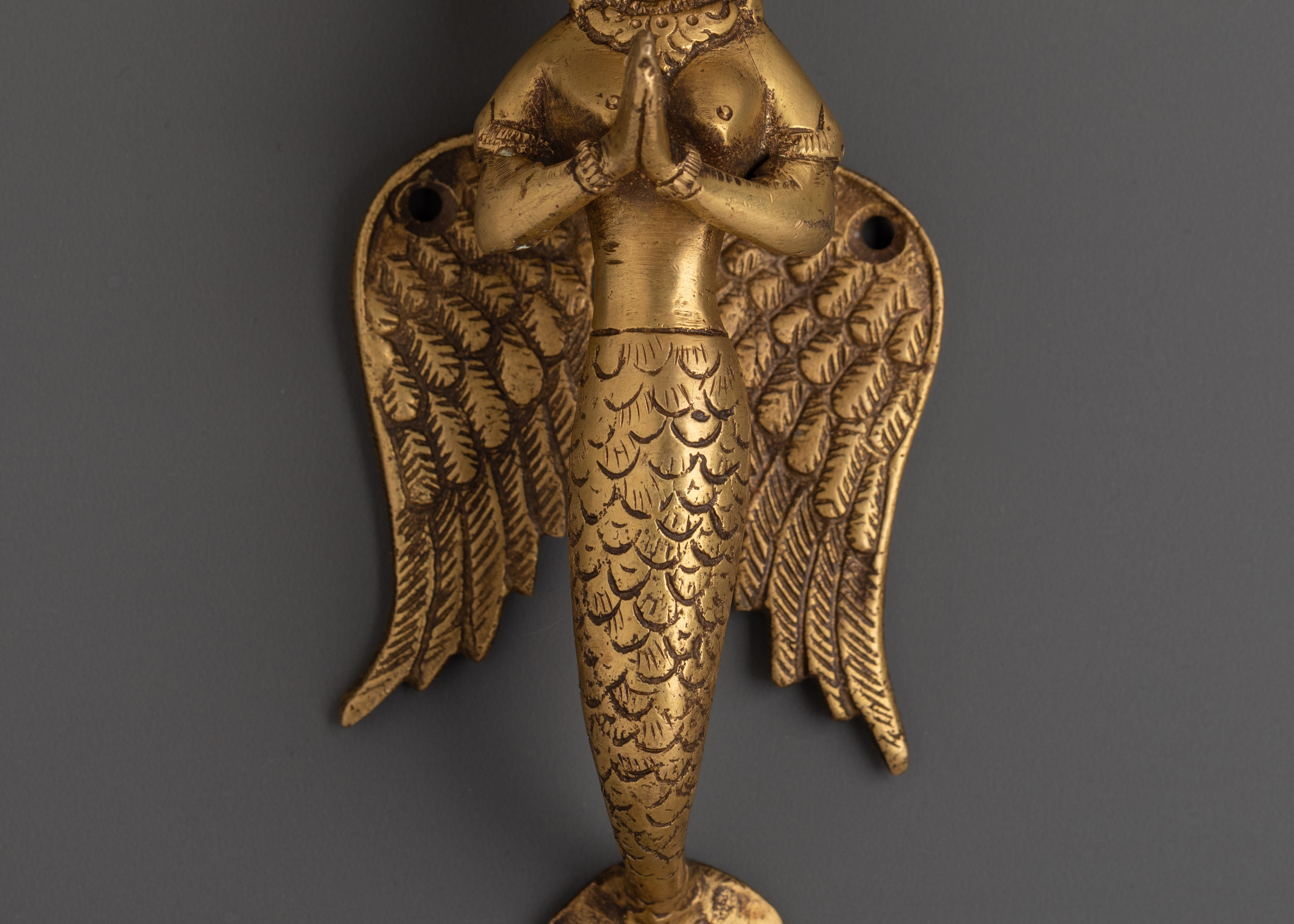 Brass Naga Kanya Door Handles | Serpent Goddess Door Pulls