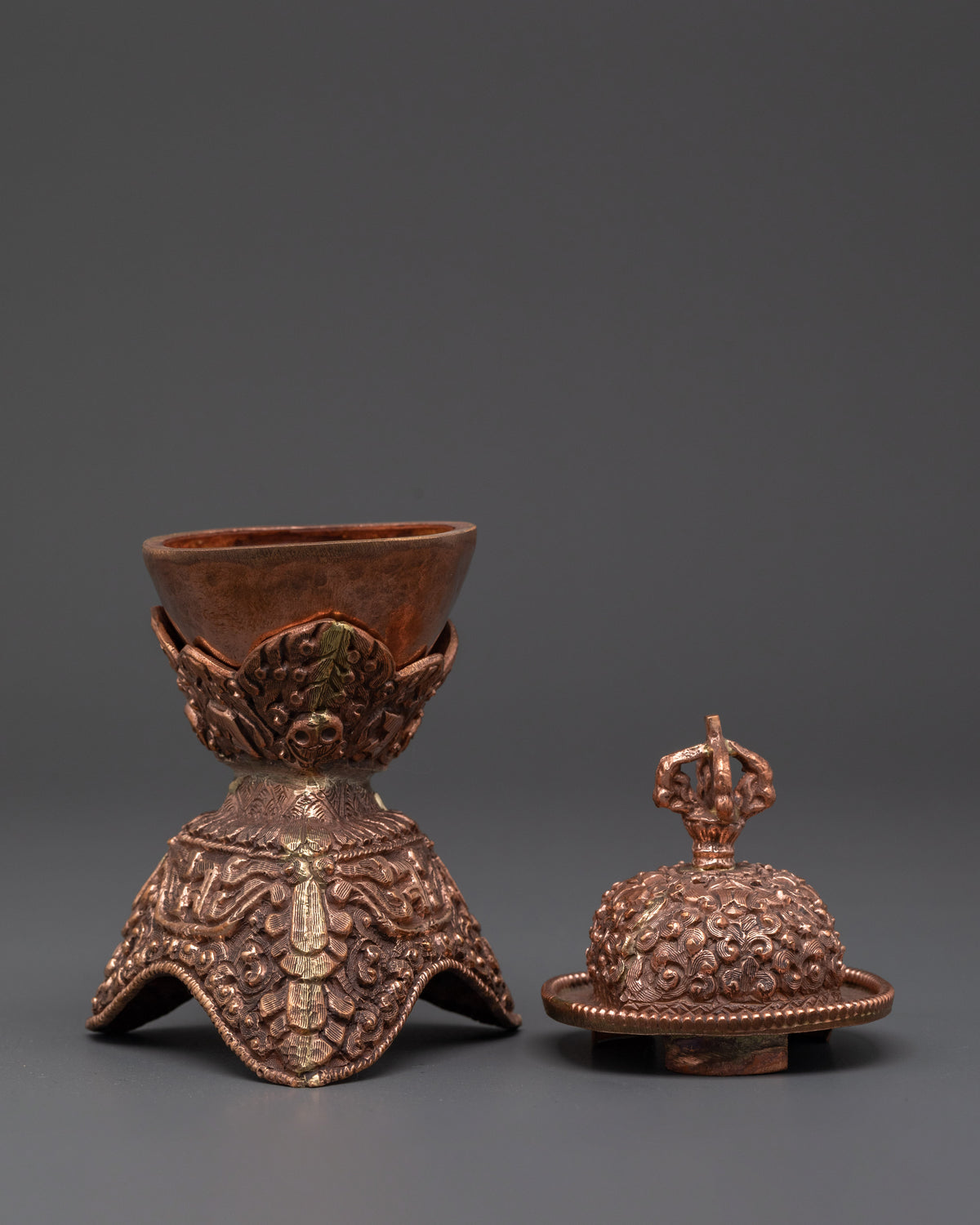 Sacred Buddhist Altar Kapala Set | Traditional Ritual Art