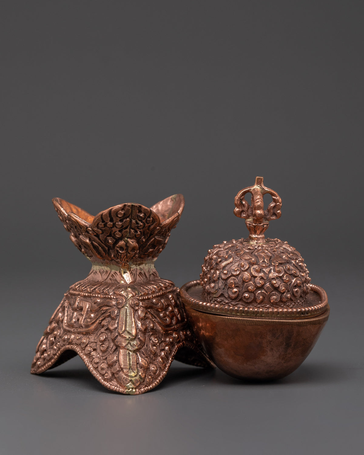 Sacred Buddhist Altar Kapala Set | Traditional Ritual Art