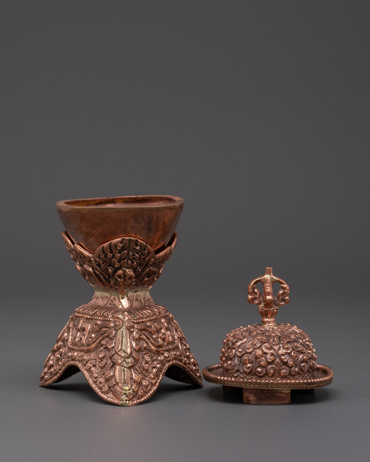 Sacred Buddhist Altar Kapala Set | Traditional Ritual Art