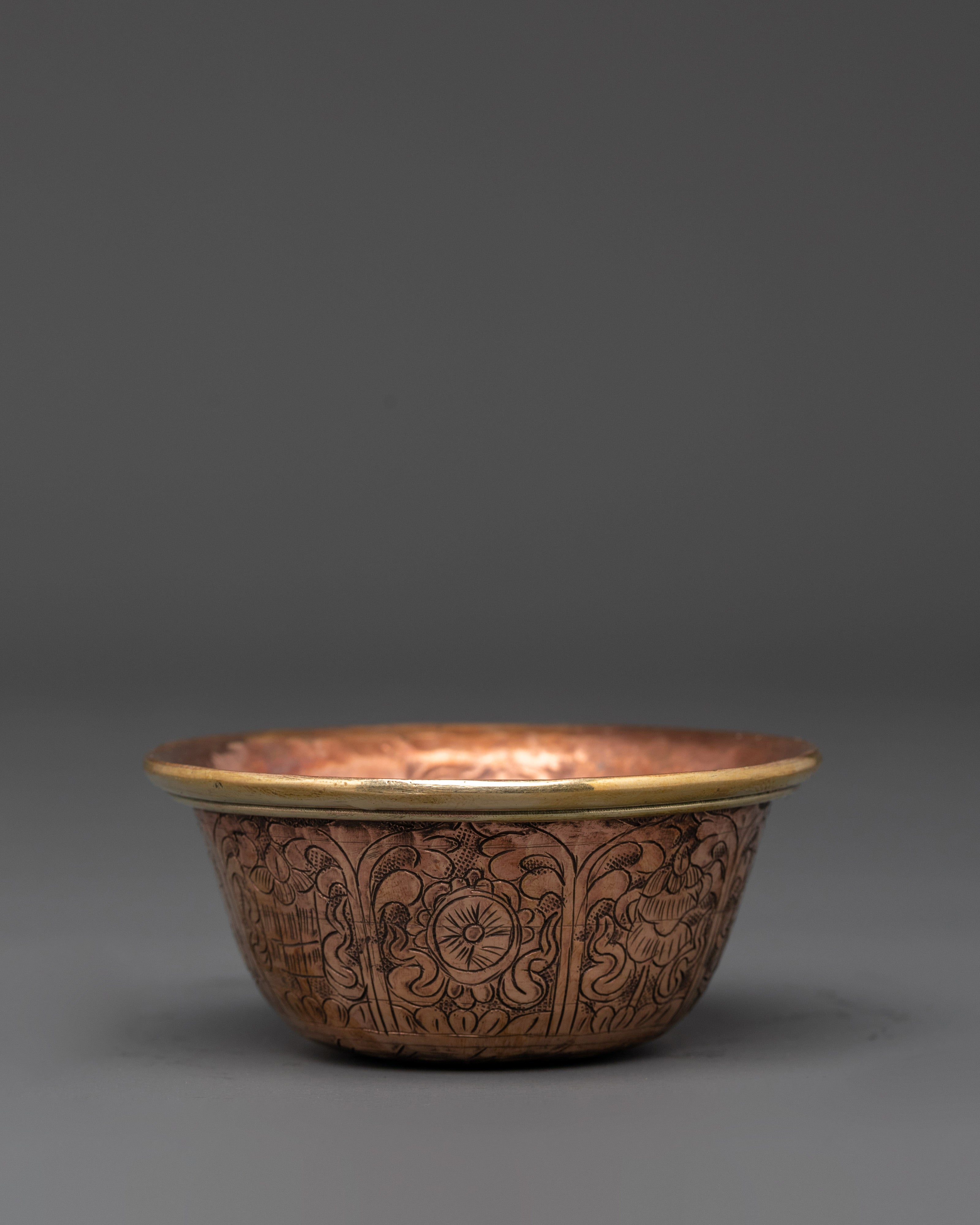 Handcrafted Copper Offering Bowl Set | Tibetan Buddhist Water Offering Bowls