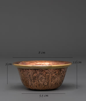 Handcrafted Copper Offering Bowl Set | Tibetan Buddhist Water Offering Bowls